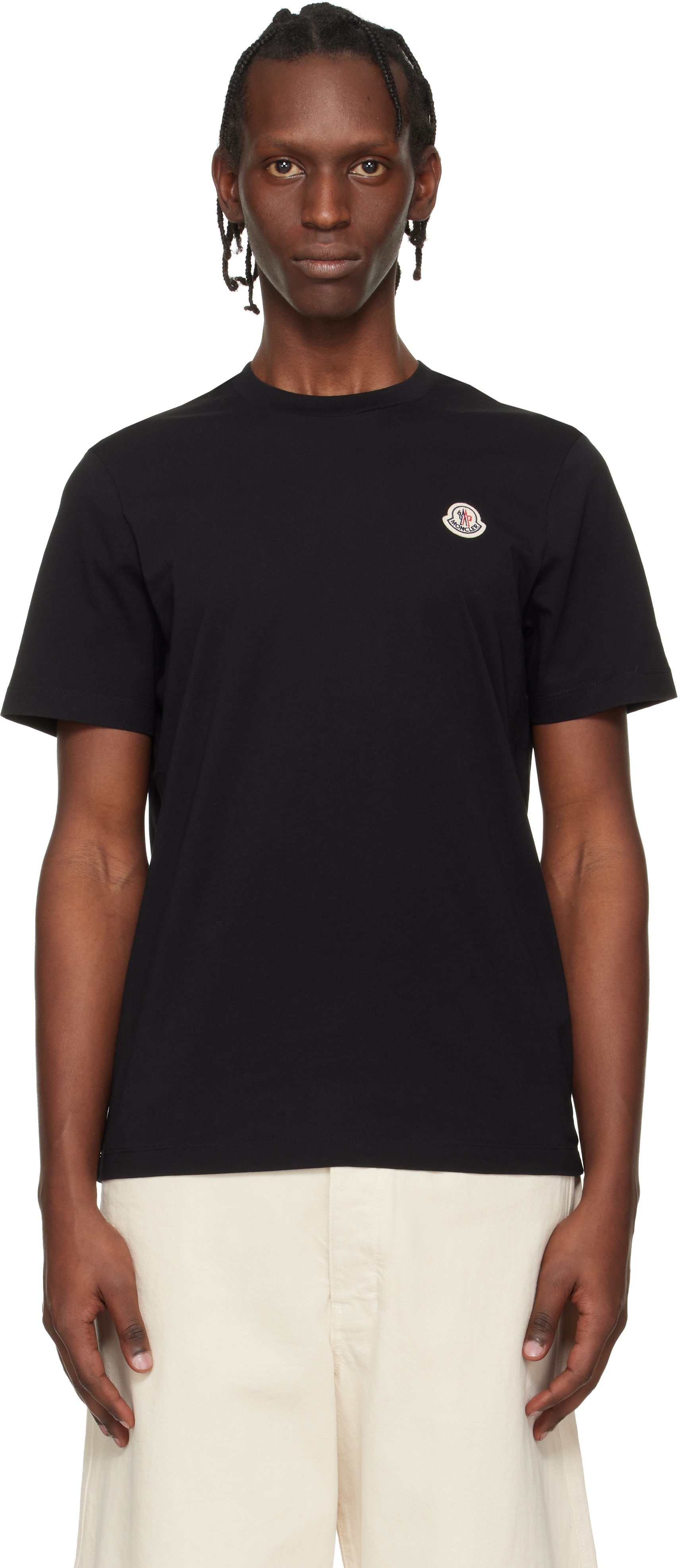 Tシャツ3枚セット　　モンクレ Moncler: ブラック ロゴパッチ コットン Tシャツ 3枚セット | SSENSE 日本