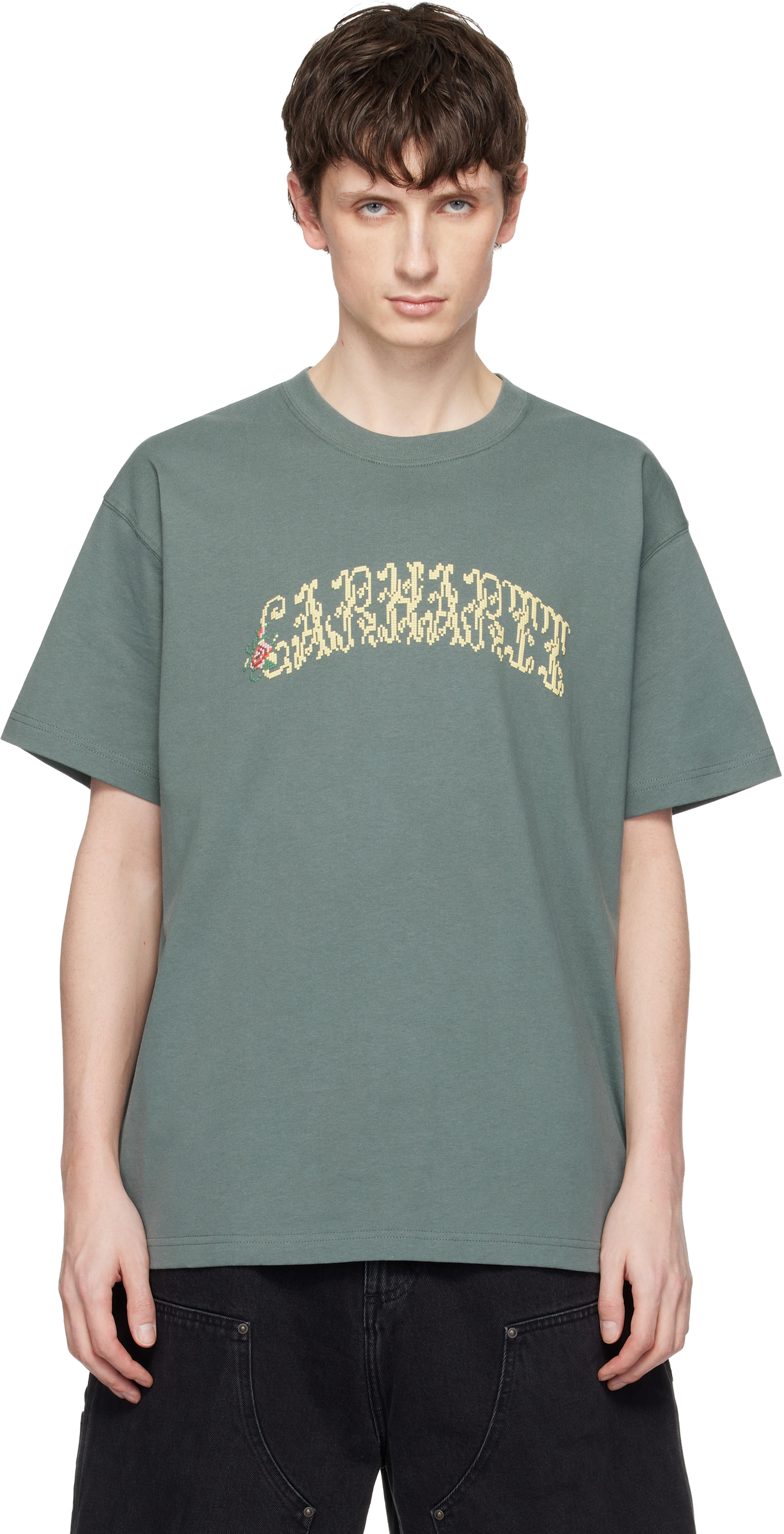 Carhartt Work In Progress: Green Monogram T-shirt | SSENSE