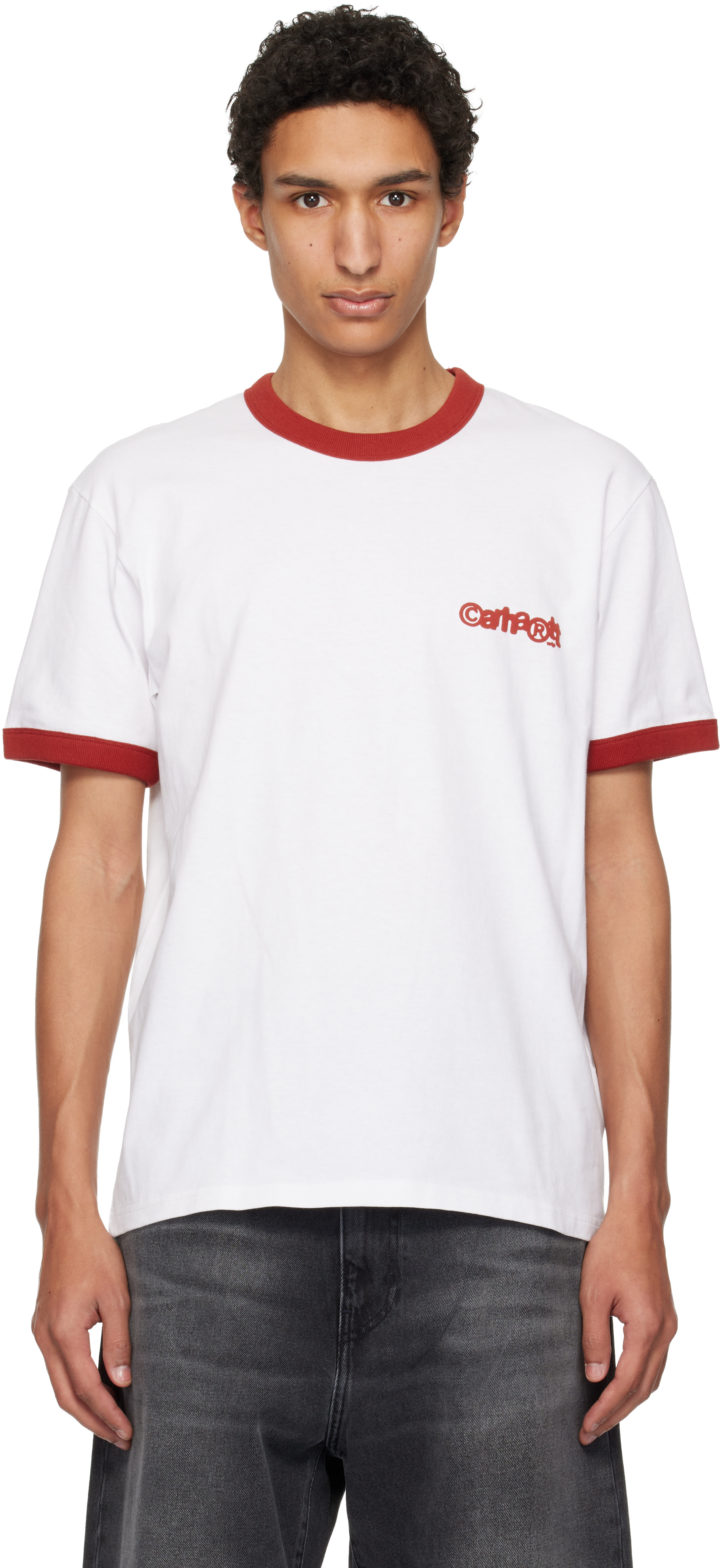 Carhartt Work In Progress: ホワイト S/S Lp リンガーTシャツ