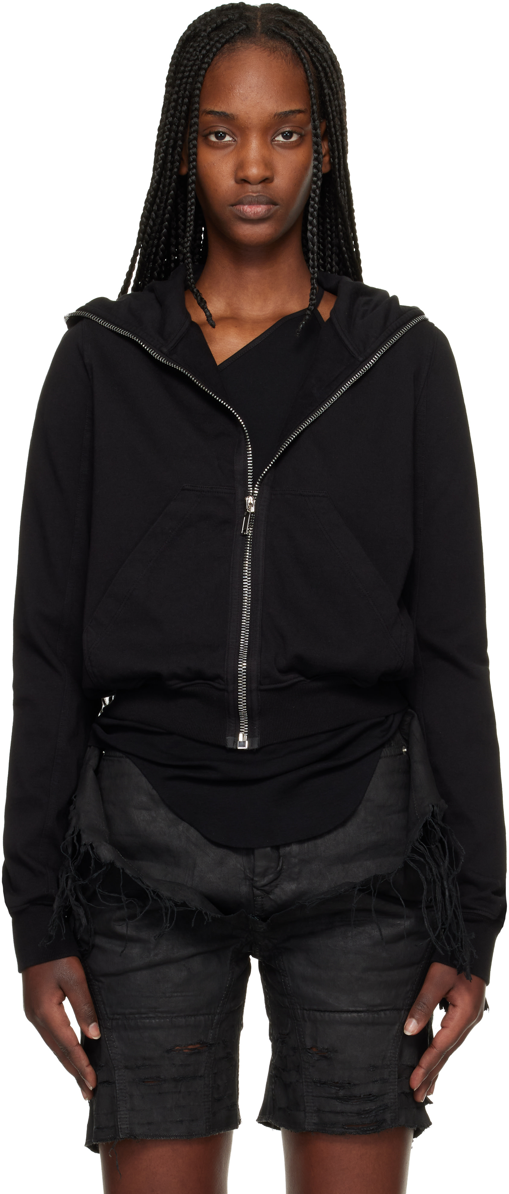 Rick Owens DRKSHDW: Black Temple Small Hoodie | SSENSE