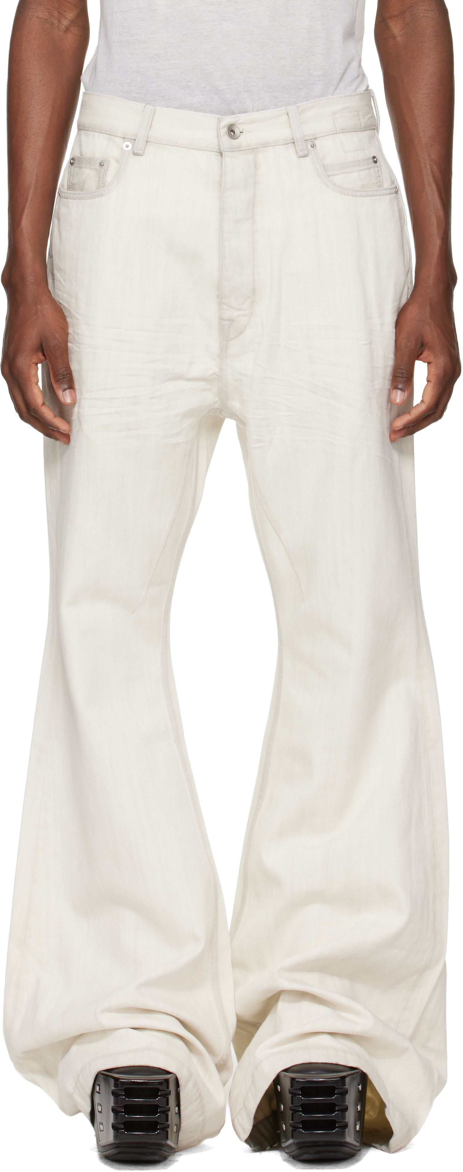 Rick Owens DRKSHDW: オフホワイト Temple Bolan Bootcut ジーンズ