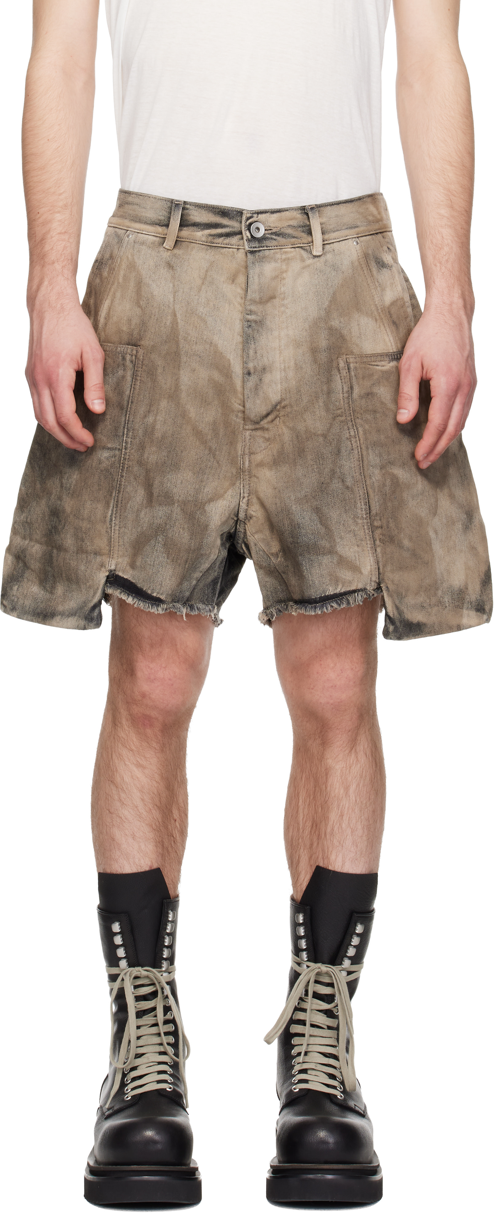 Rick Owens DRKSHDW: Gray Temple Denim Stefan Cargo Shorts | SSENSE
