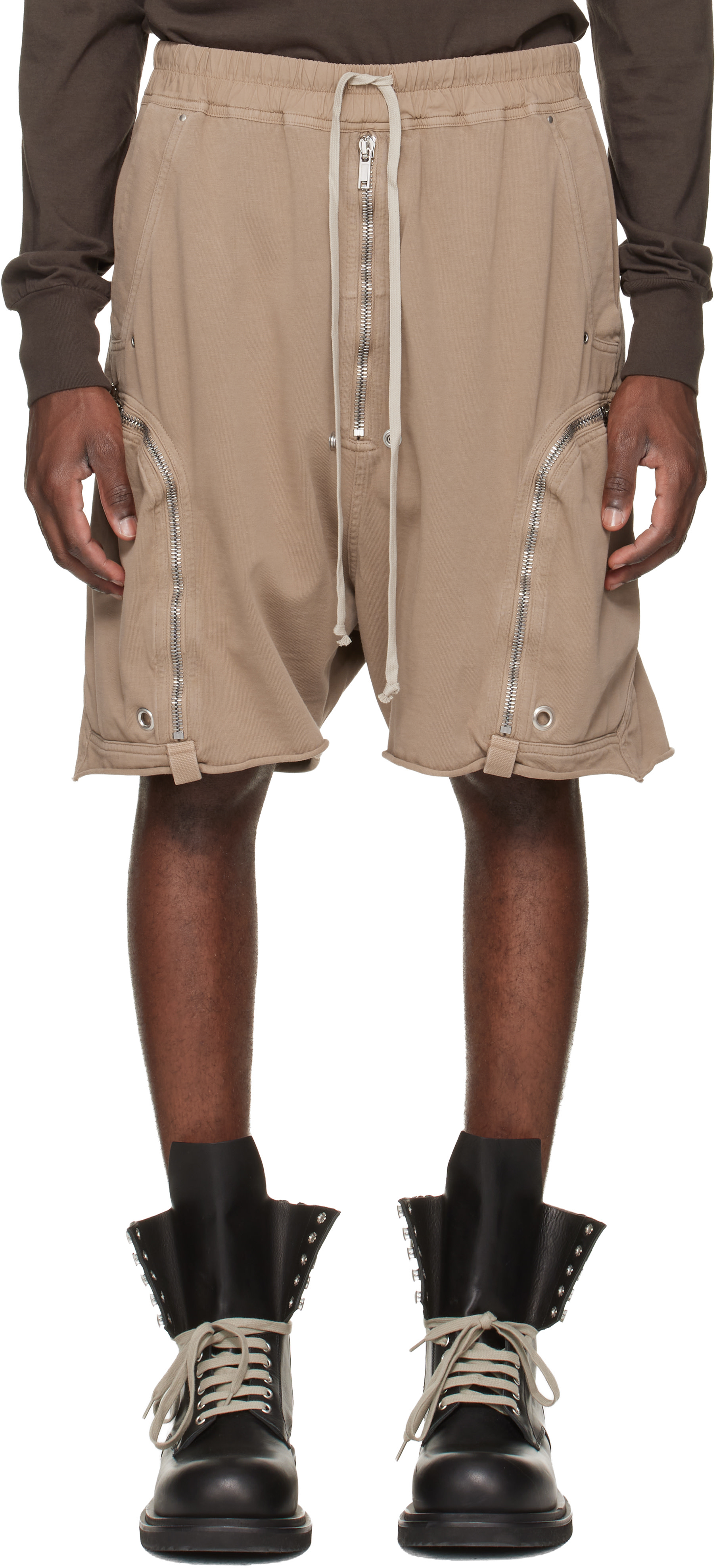 Rick Owens DRKSHDW: Taupe Temple Bauhaus Pods Shorts | SSENSE