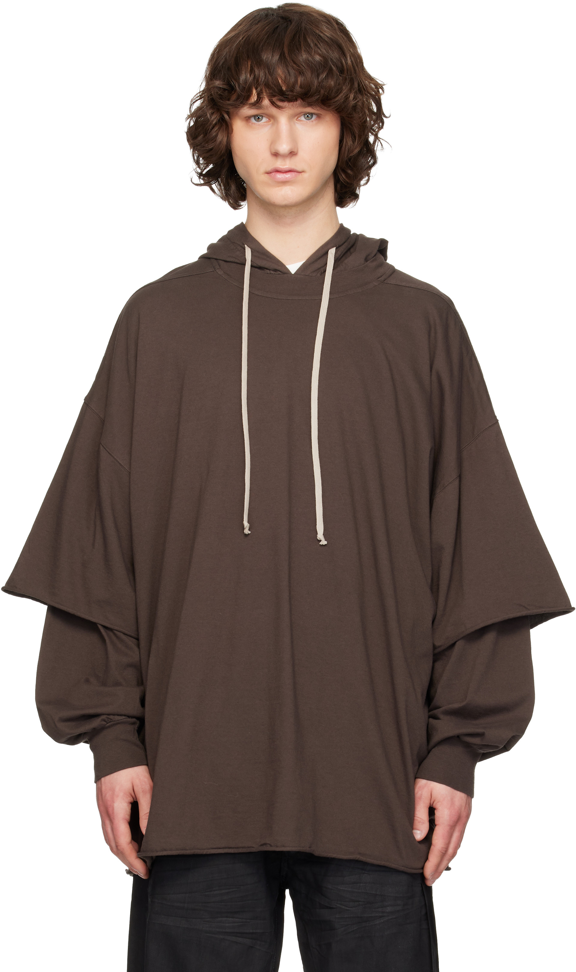 Rick Owens DRKSHDW: Gray Temple Tommy Hustler Hoodie | SSENSE