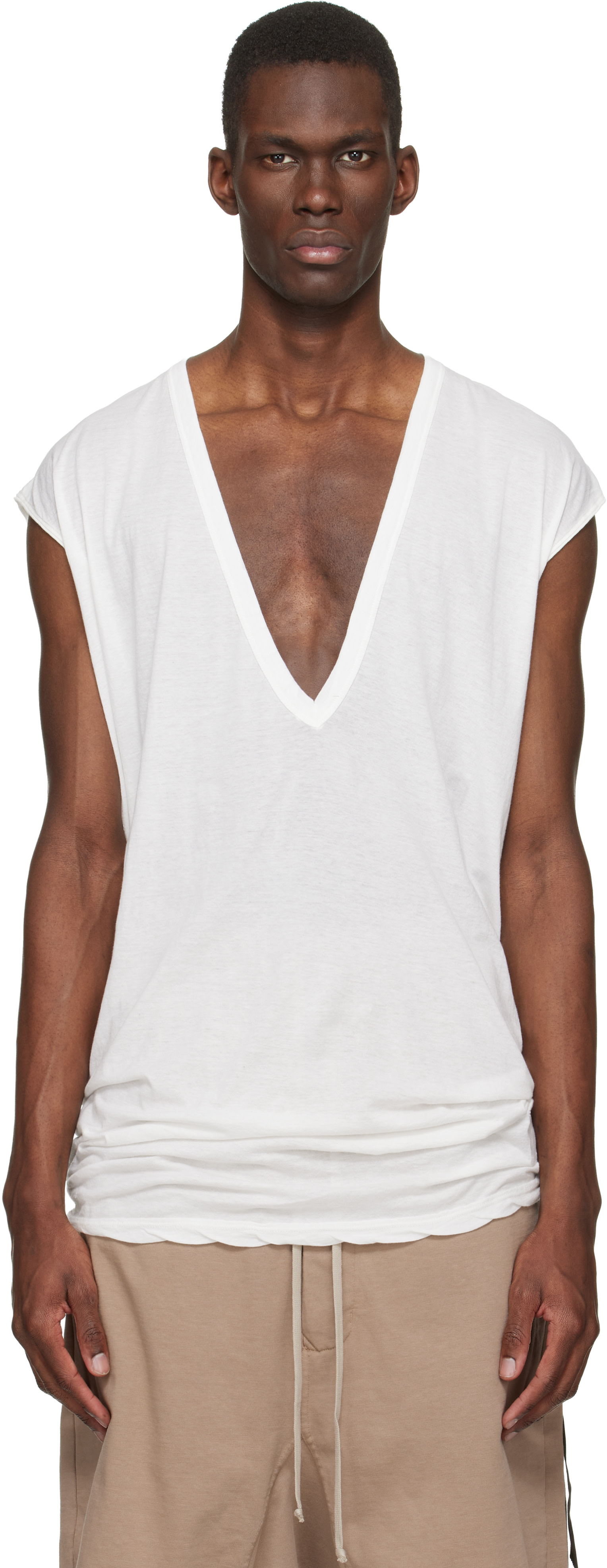 Rick Owens DRKSHDW: White Temple Dylan T-shirt | SSENSE