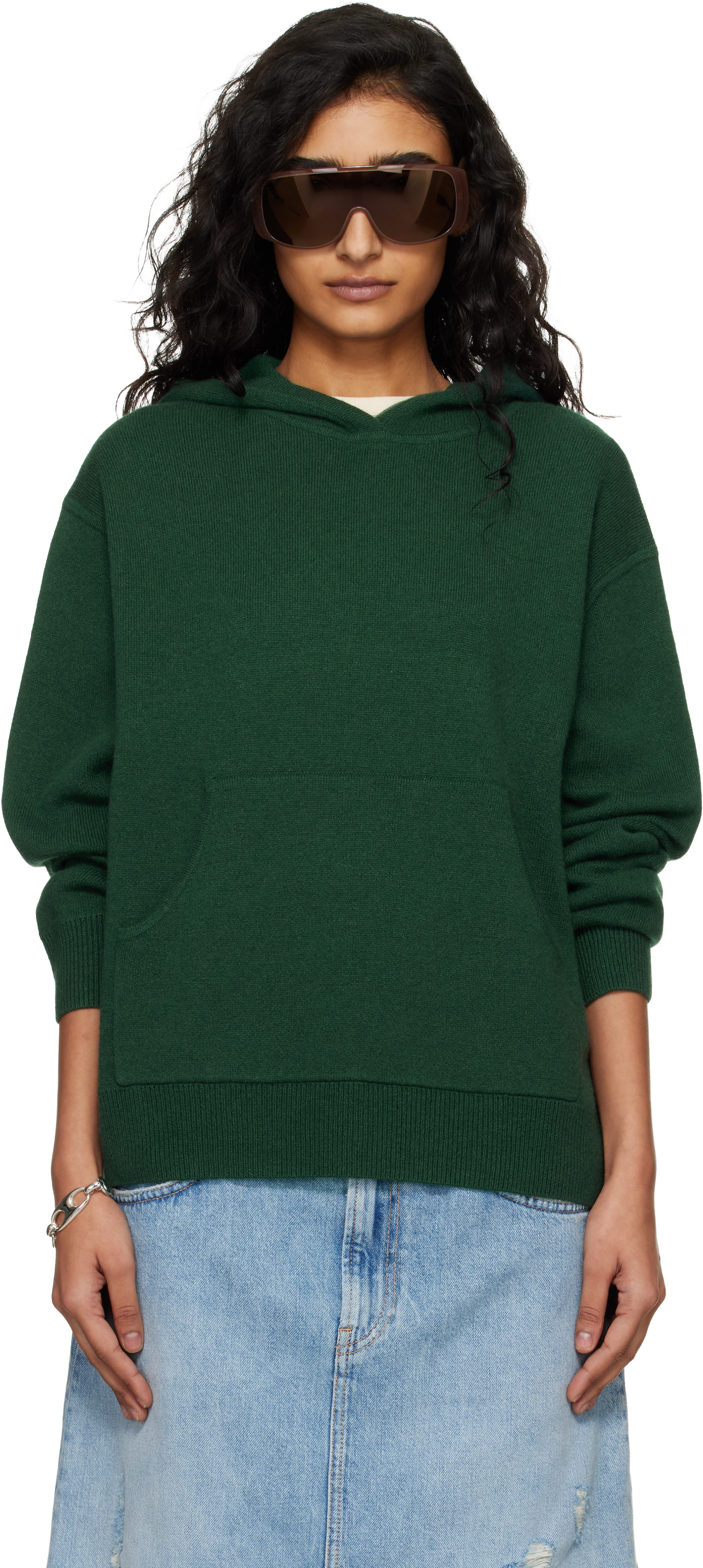 Acne Studios: Green Cashmere Hoodie | SSENSE