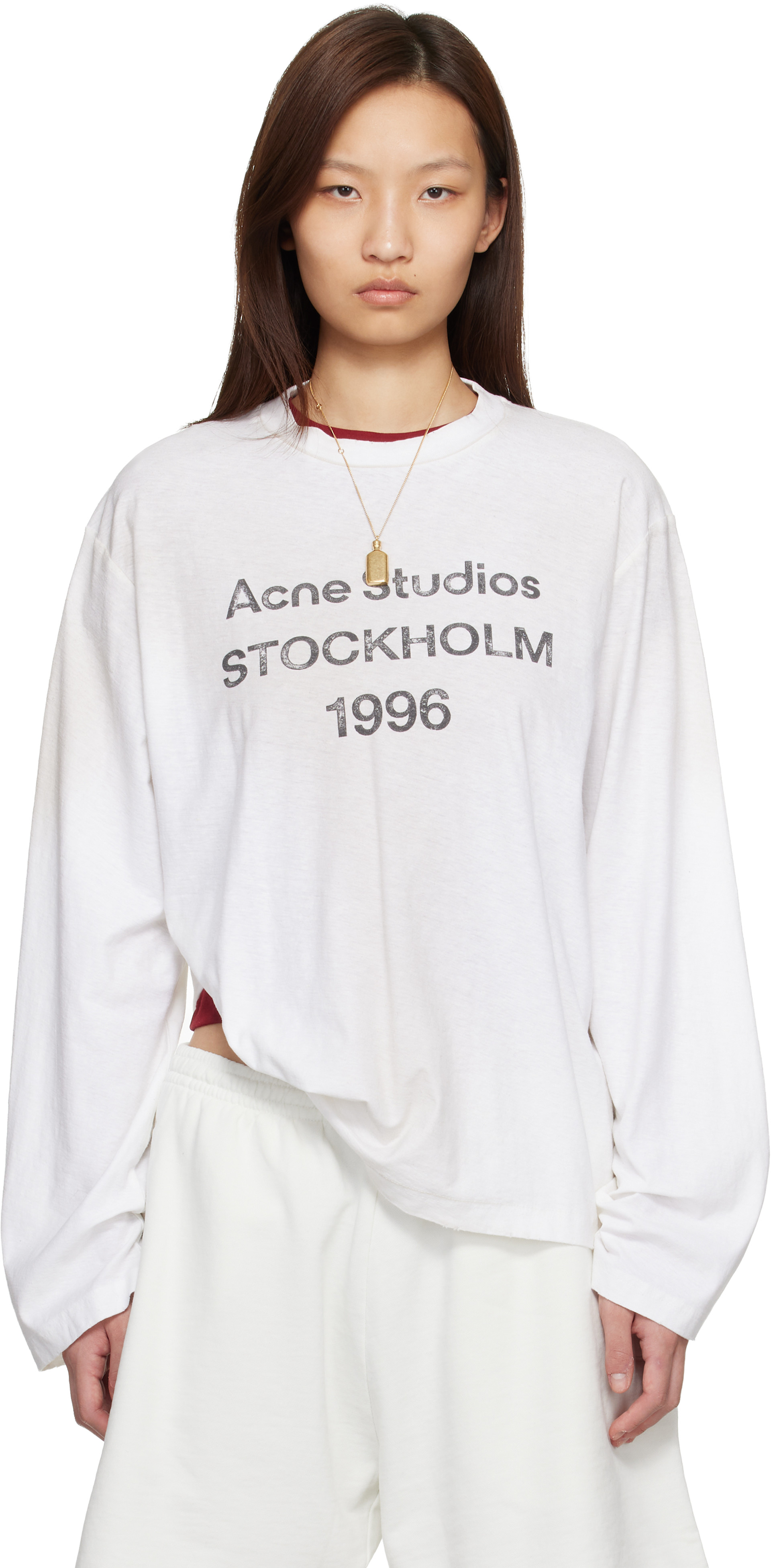 Acne Studios: White Relaxed Fit Logo T-shirt | SSENSE Canada