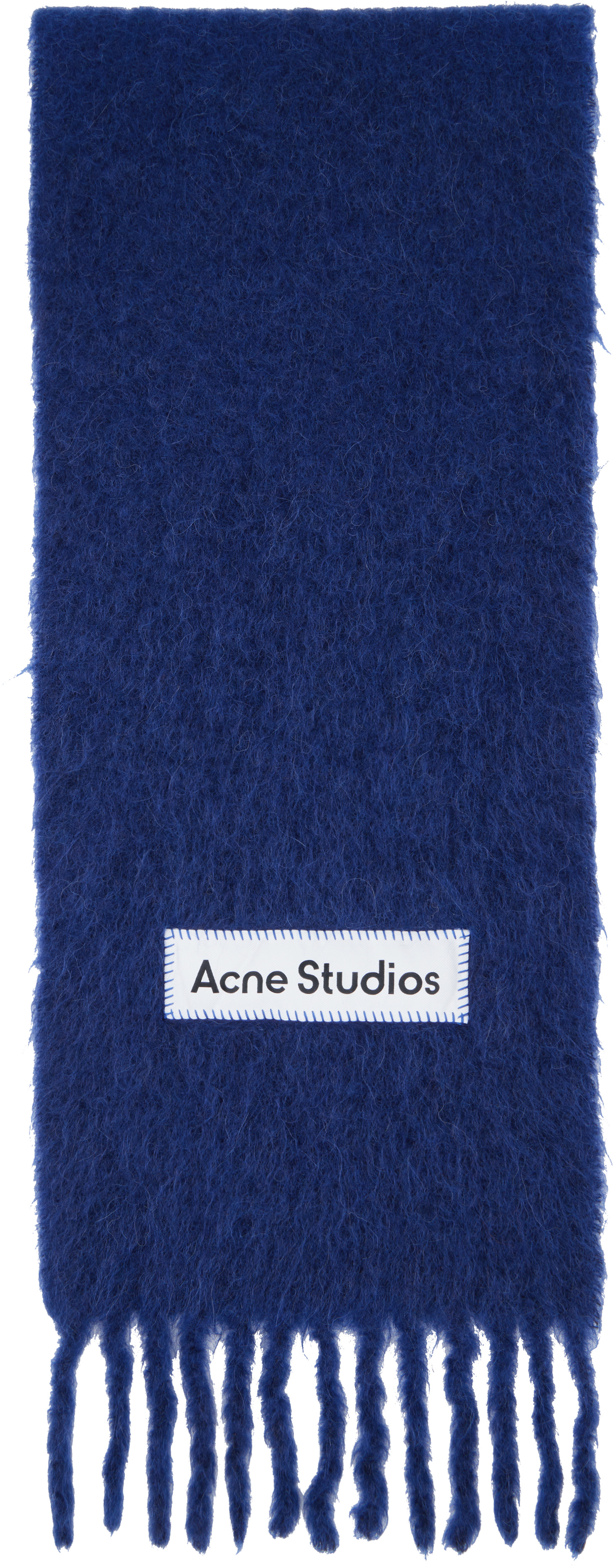 Acne Studios マフラー ブルー Acne Studios: Blue Wool Fringe Scarf | SSENSE