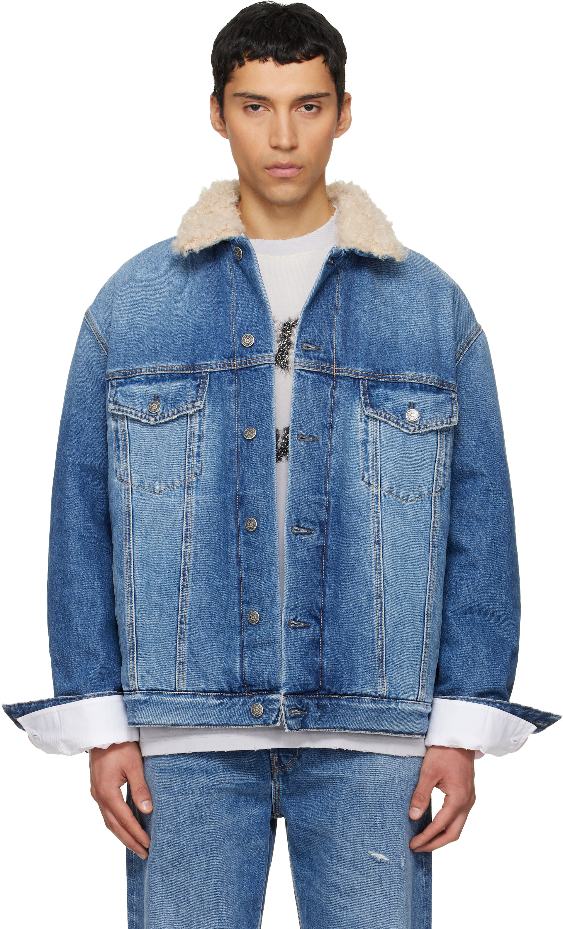 Acne Studios: Blue Faded Denim Jacket | SSENSE