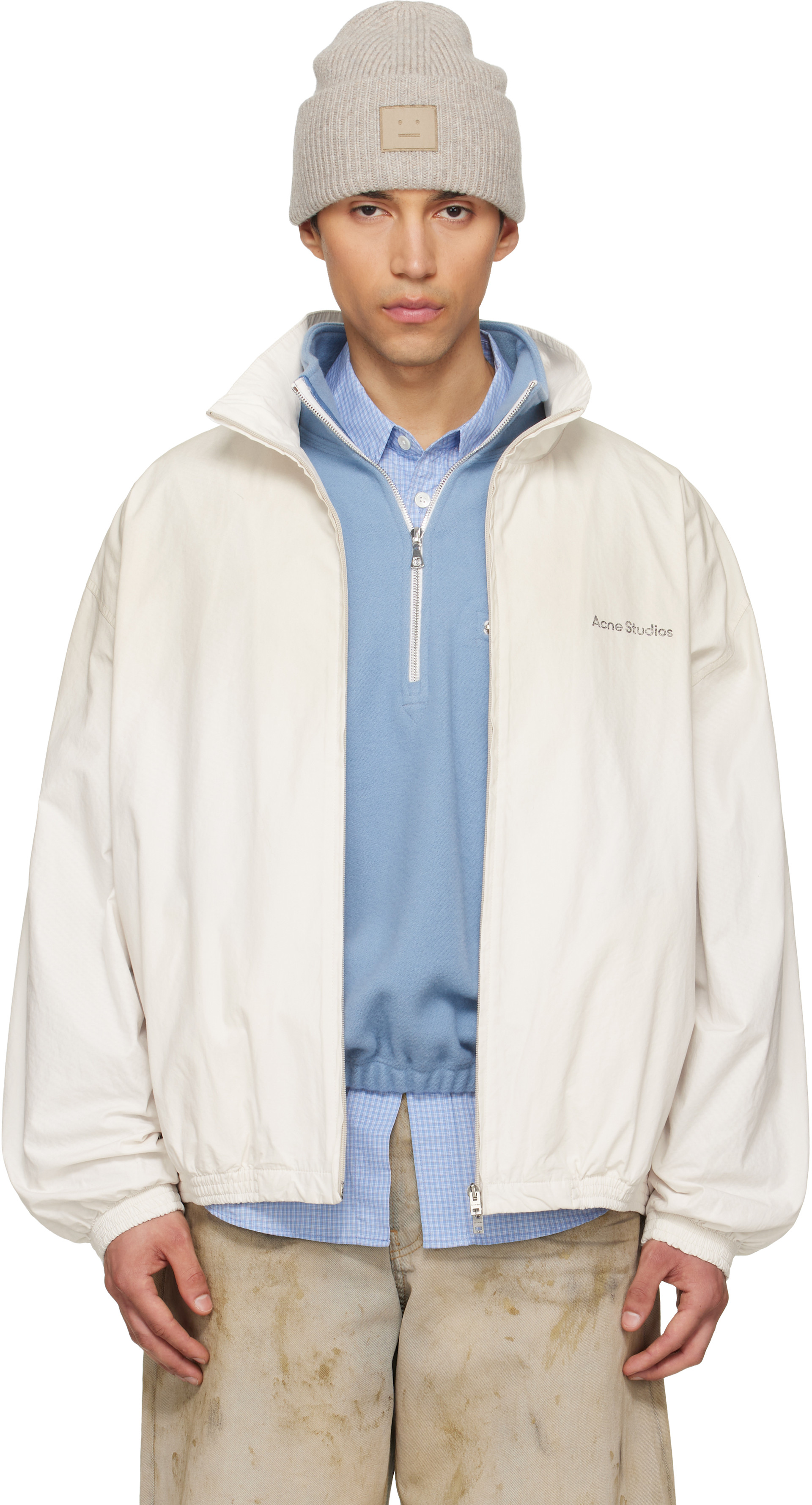 anunans ホワイト ジップアップジャケット ànuke online store（アンヌーク） / Nylon Zip CombinaisonNylon Zip