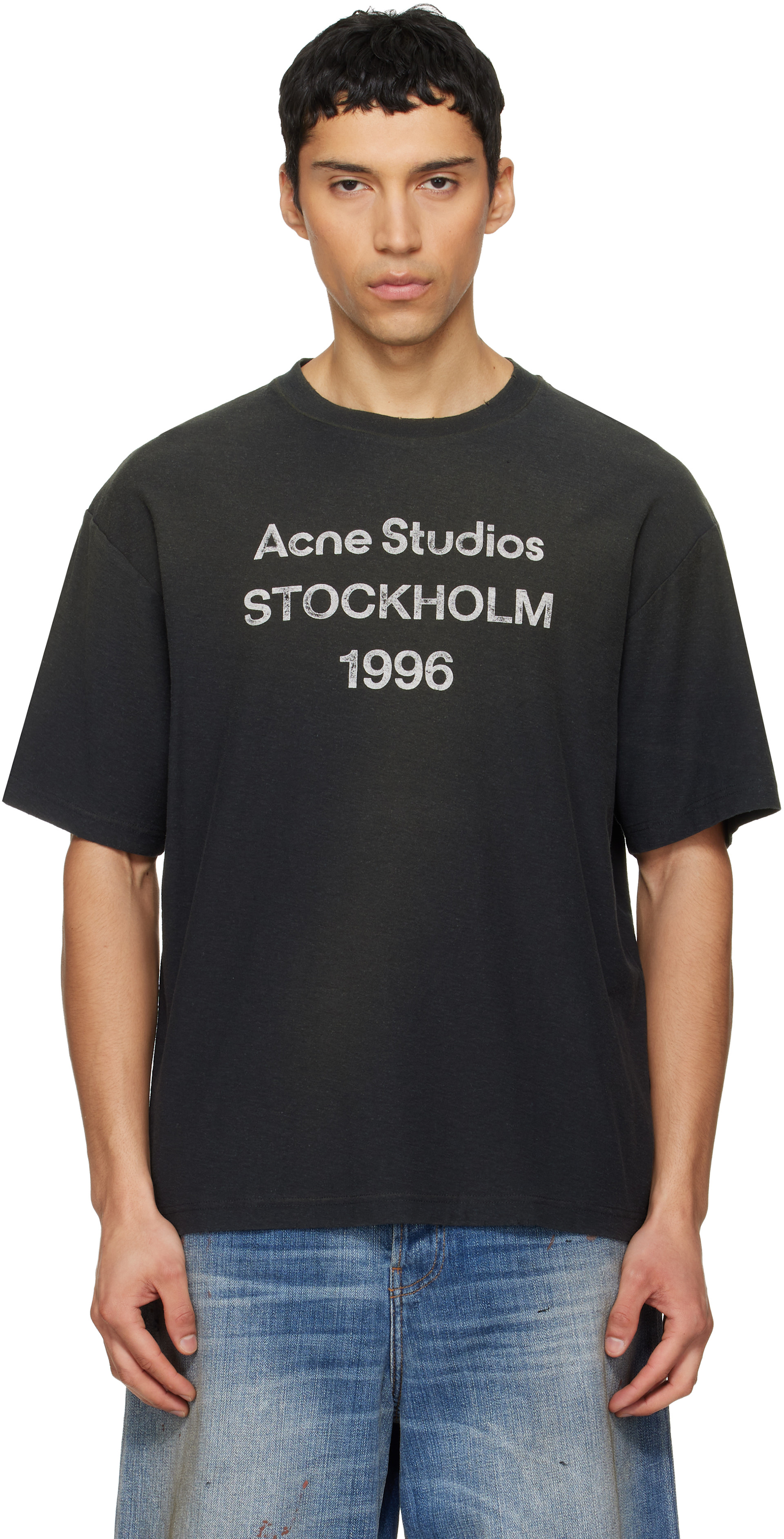 Acne Studios: Black Logo T-shirt | SSENSE