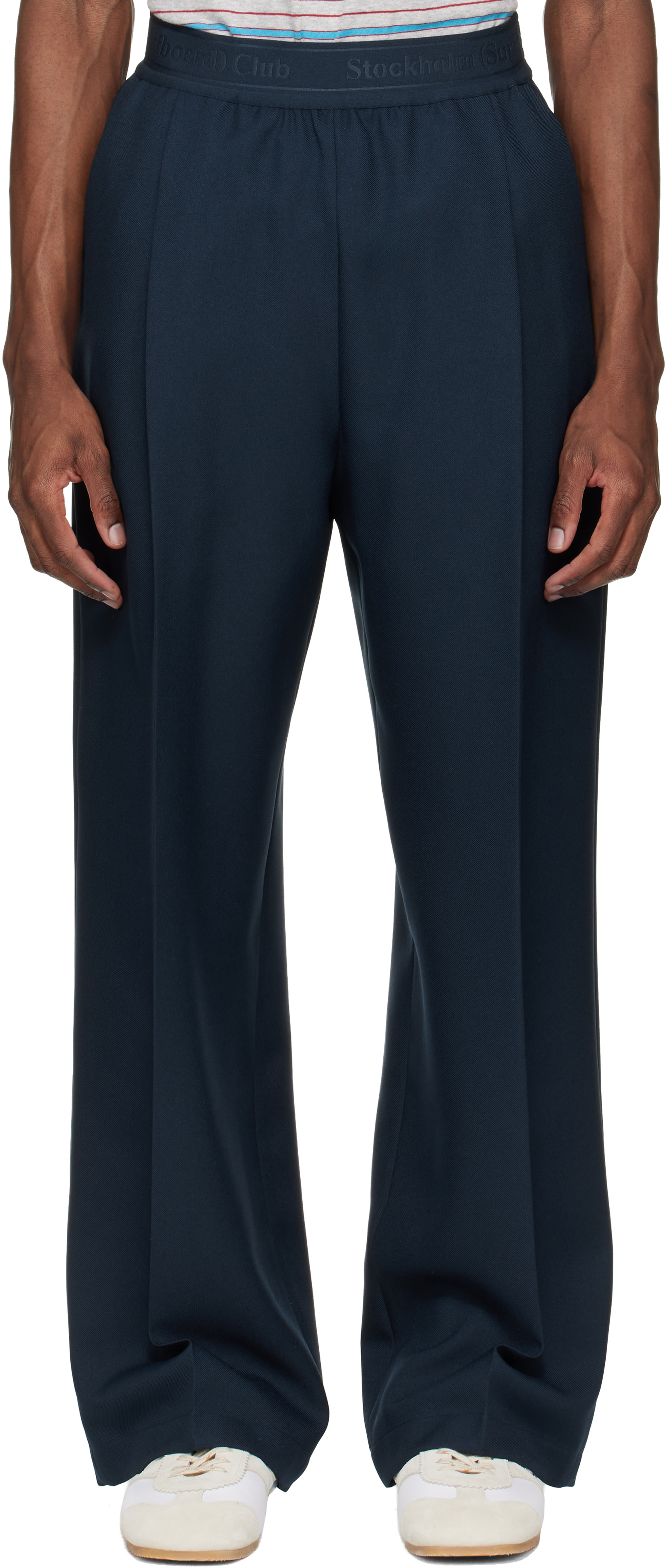 Stockholm (Surfboard) Club: Navy Relaxed Fit Trousers | SSENSE Stockholm (Surfboard) Club: Navy Relaxed Fit Trousers | SSENSE