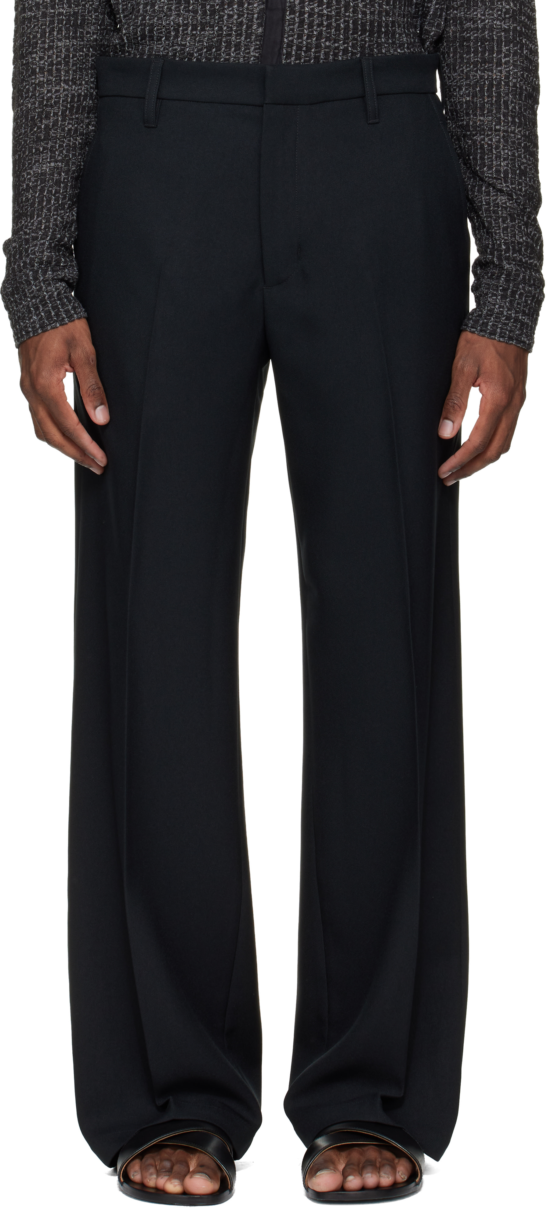 Stockholm (Surfboard) Club: Black Tailored Bootcut Trousers | SSENSE