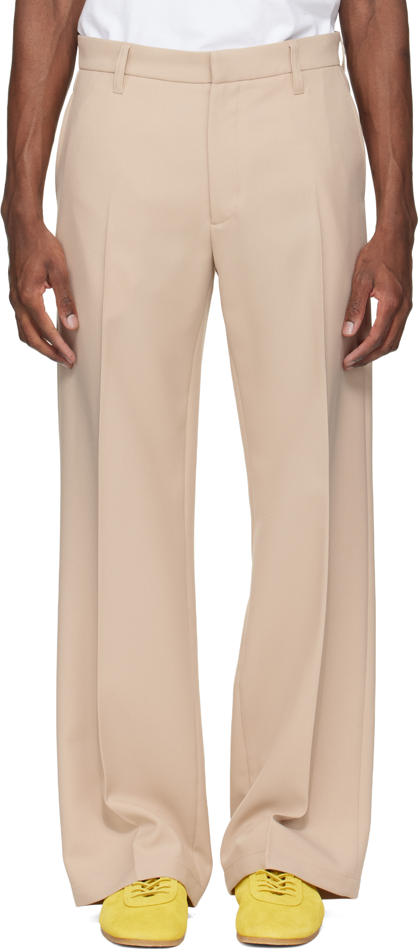 Stockholm (Surfboard) Club: Beige Tailored Bootcut Trousers | SSENSE