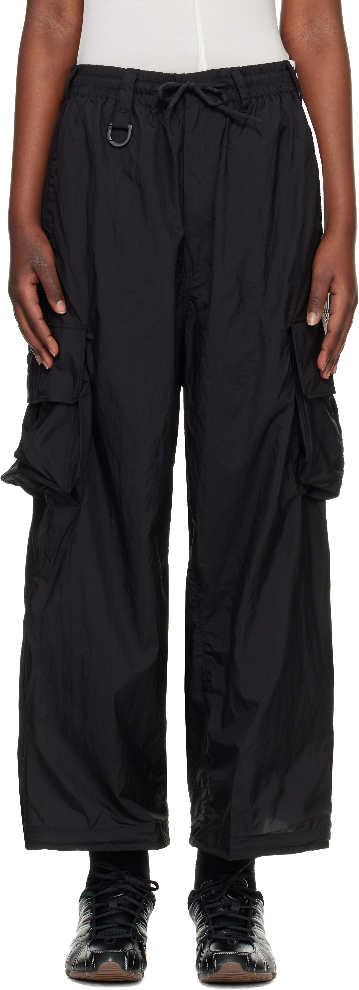 Y-3: ブラック 'Y-3' Nylon Wired 3 Stripes カーゴパンツ | SSENSE 日本