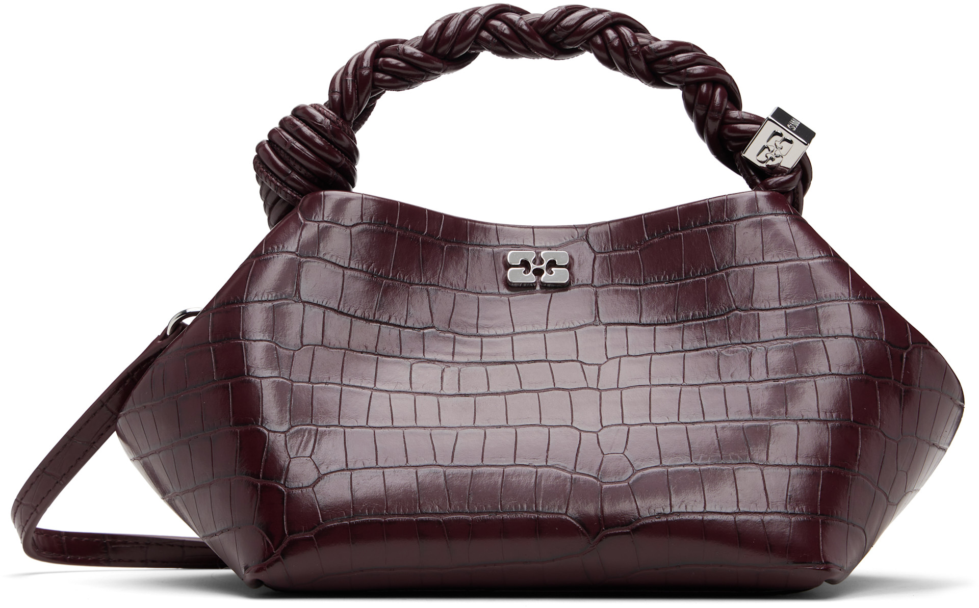 GANNI: Burgundy Croco Small Bou Bag | SSENSE