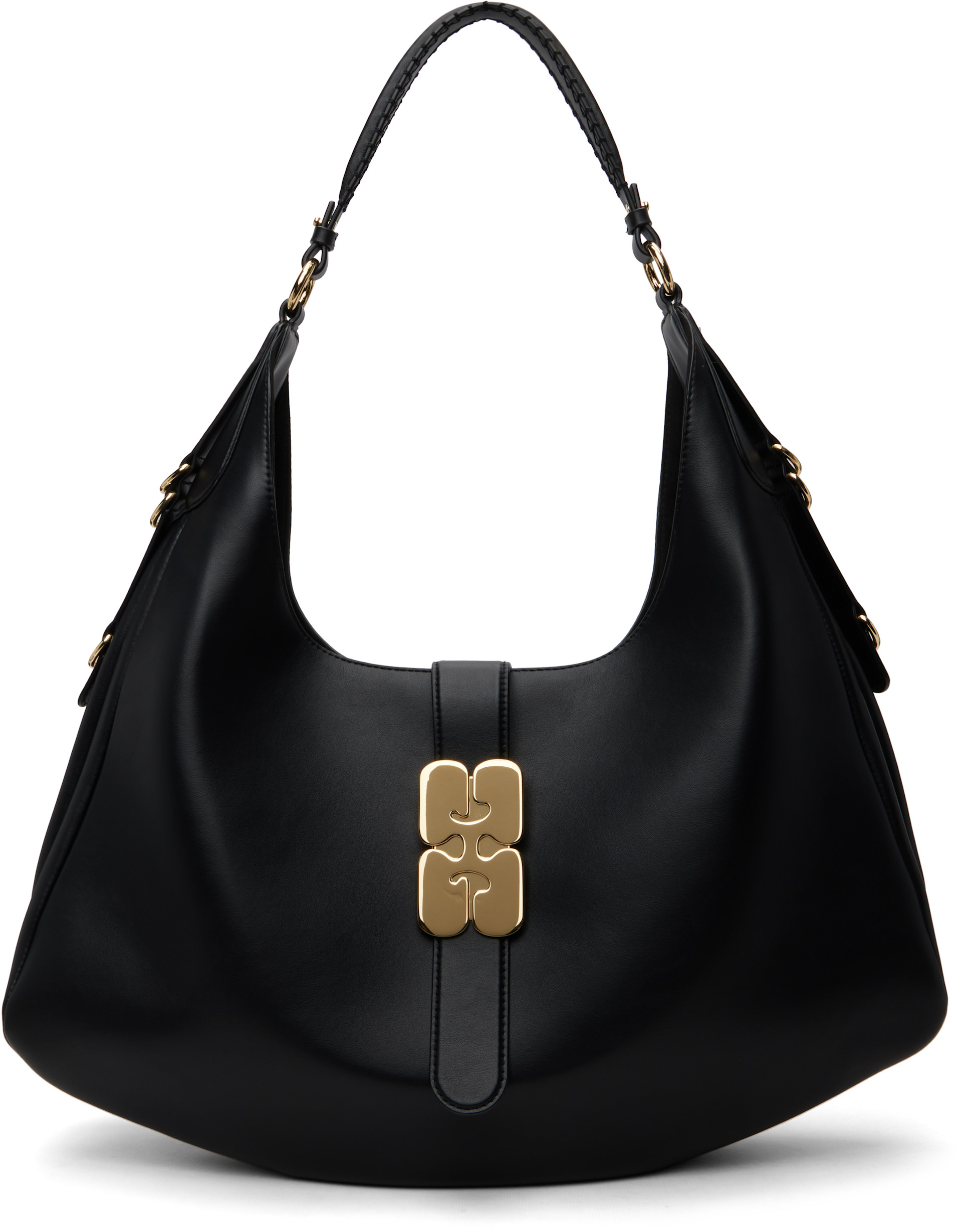 ganni ドローストリング ショルダーバッグ GANNI Brown Mini Metallic Jacquard Bou Top-Handle Bag | Harrods US