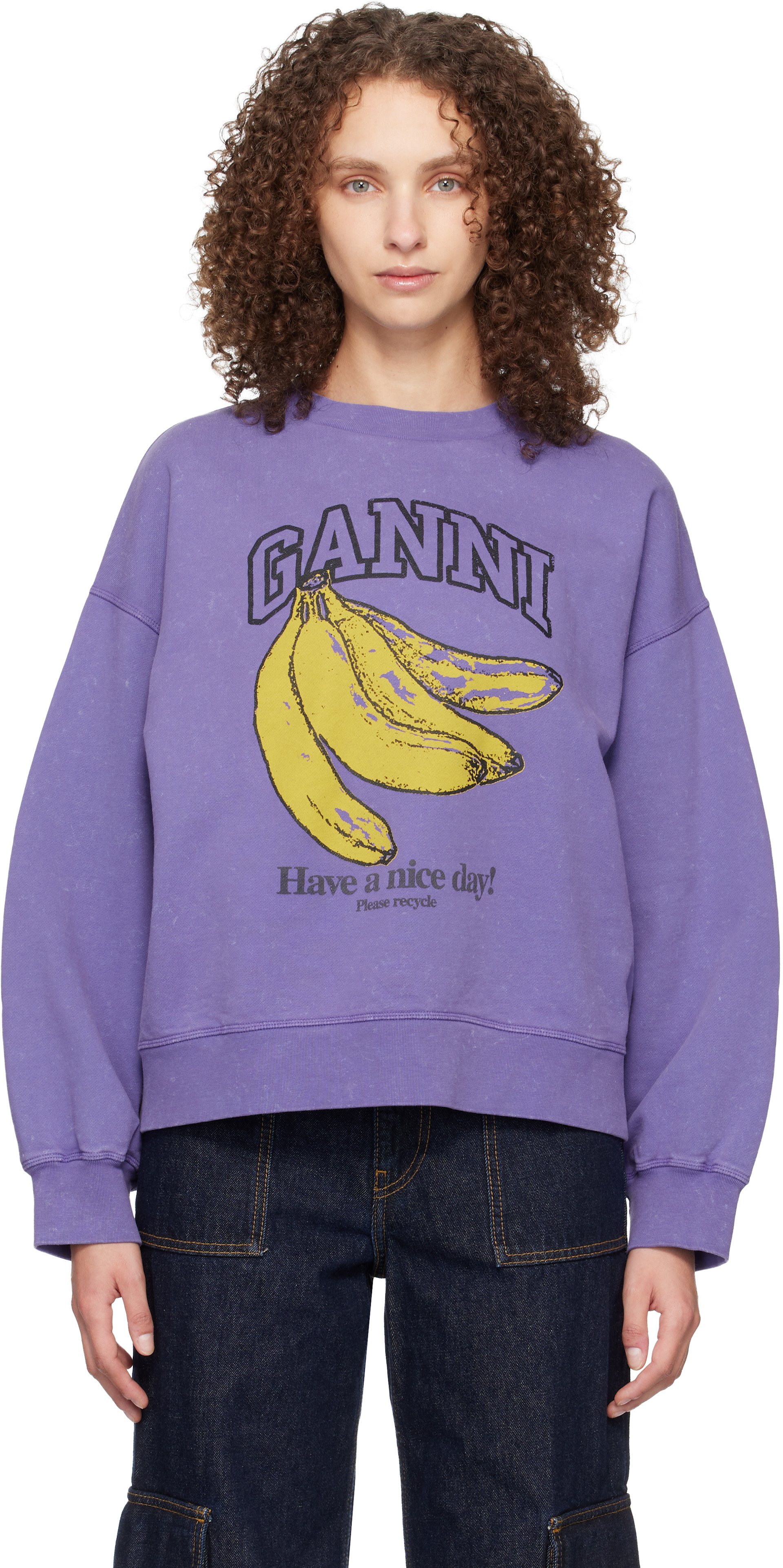 GANNI: パープル ヴィンテージ ウォッシュ スウェットシャツ | SSENSE 日本
