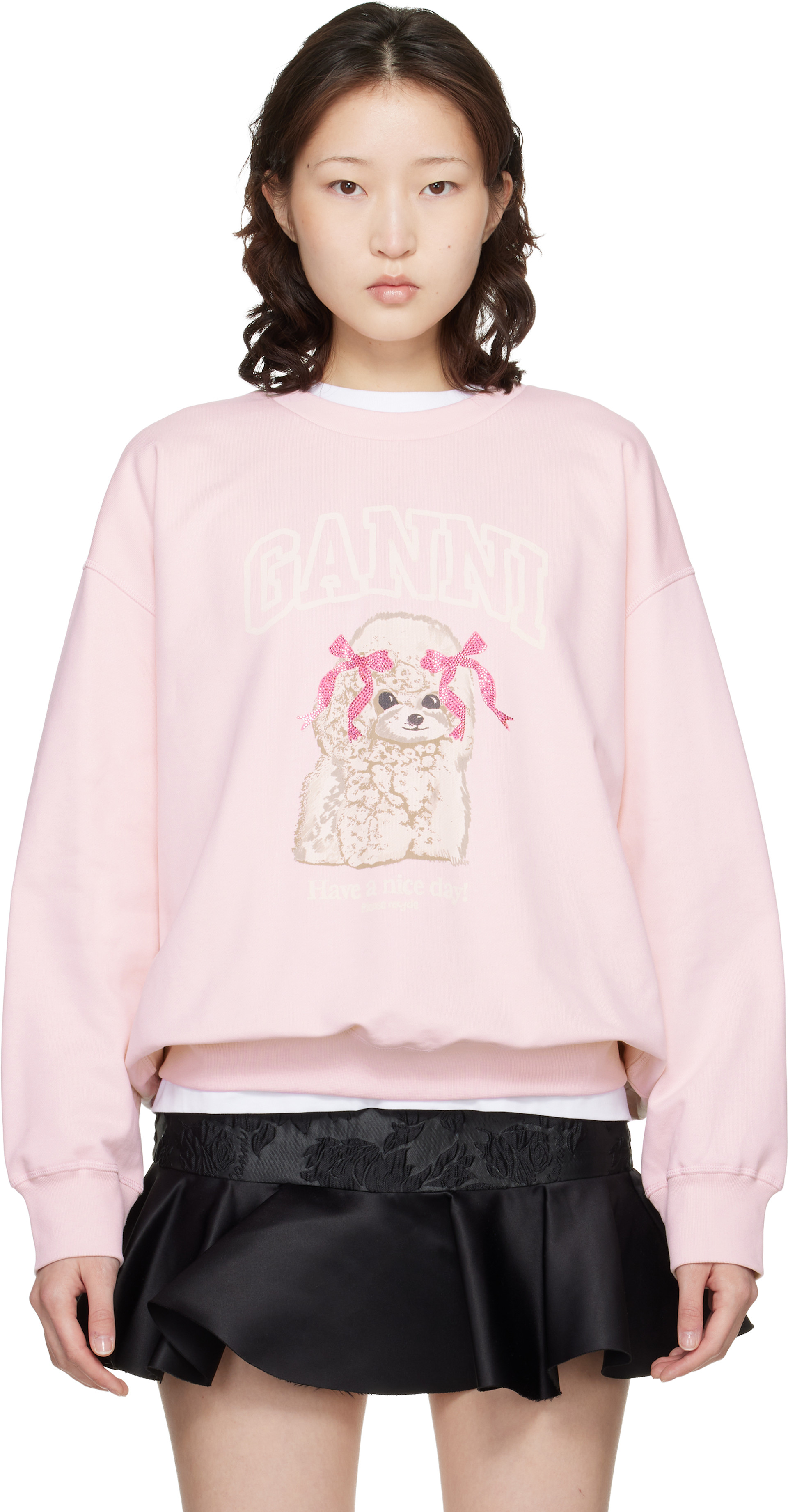 GANNI: Pink Poodle Sweatshirt | SSENSE