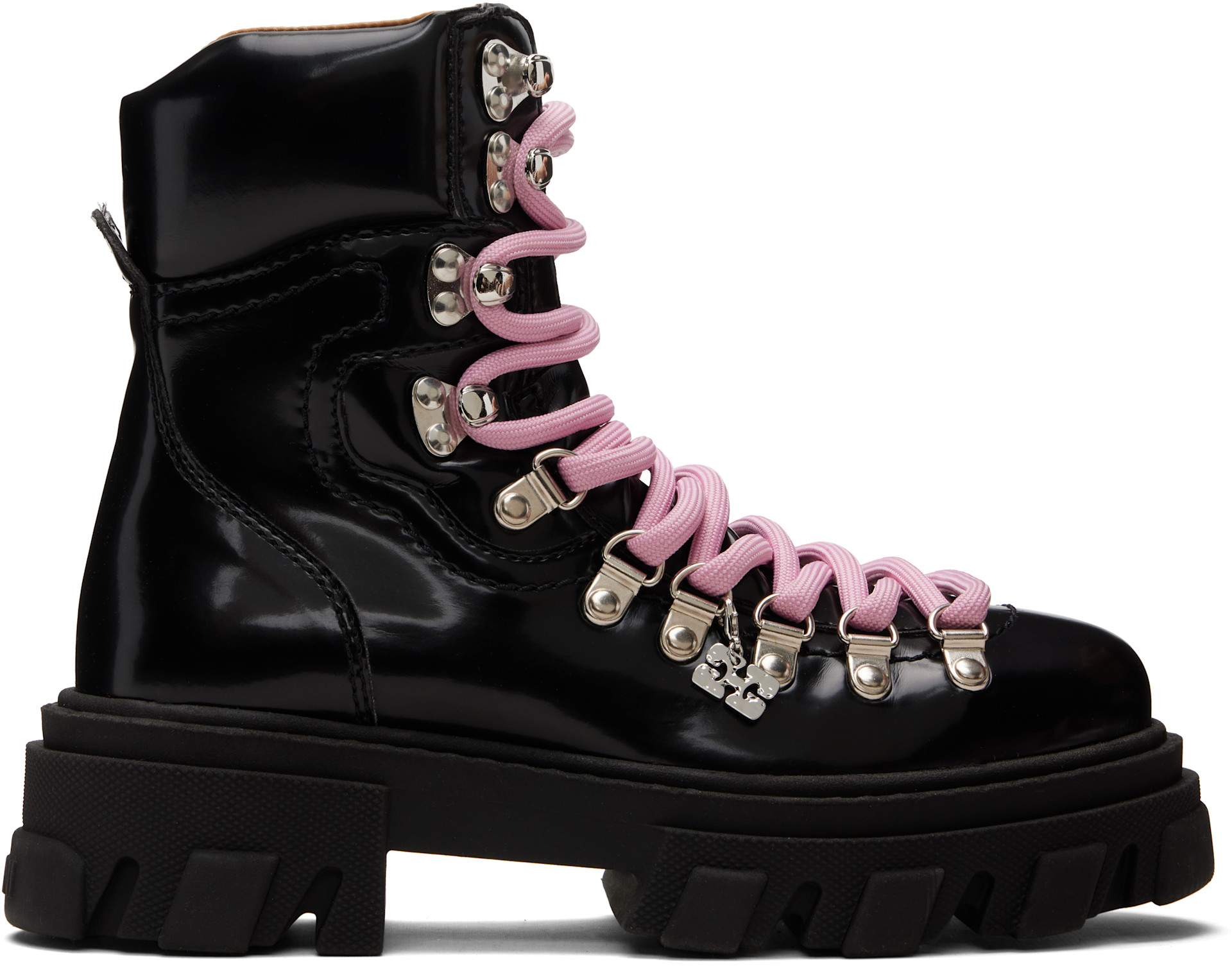 靴 GANNI GANNI | Cleated-Sole Lace-Up Boots | sparklemonde.com
