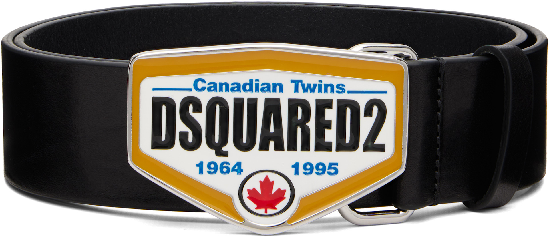 Dsquared2: Black 'Dsquared2' Logo Plaque Belt | SSENSE
