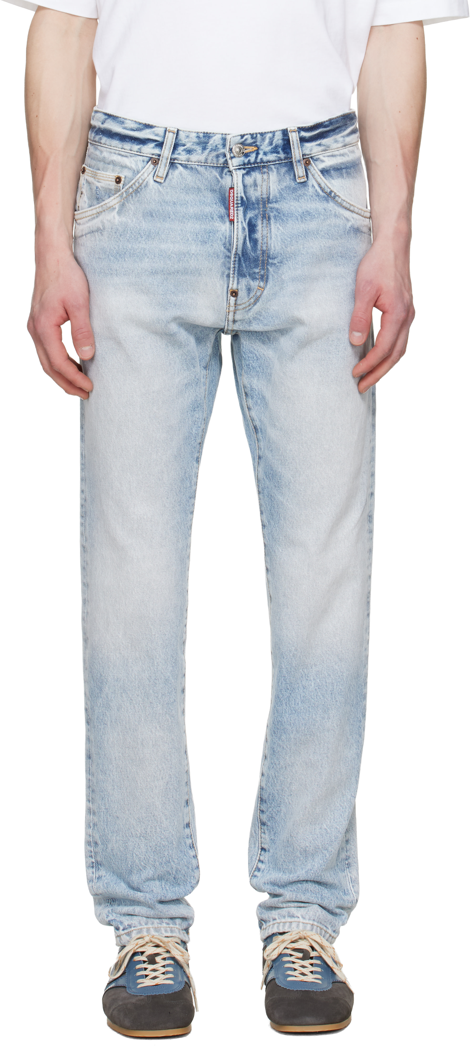 Dsquared2: Blue Light Diagonale Wash Teddy Jeans | SSENSE