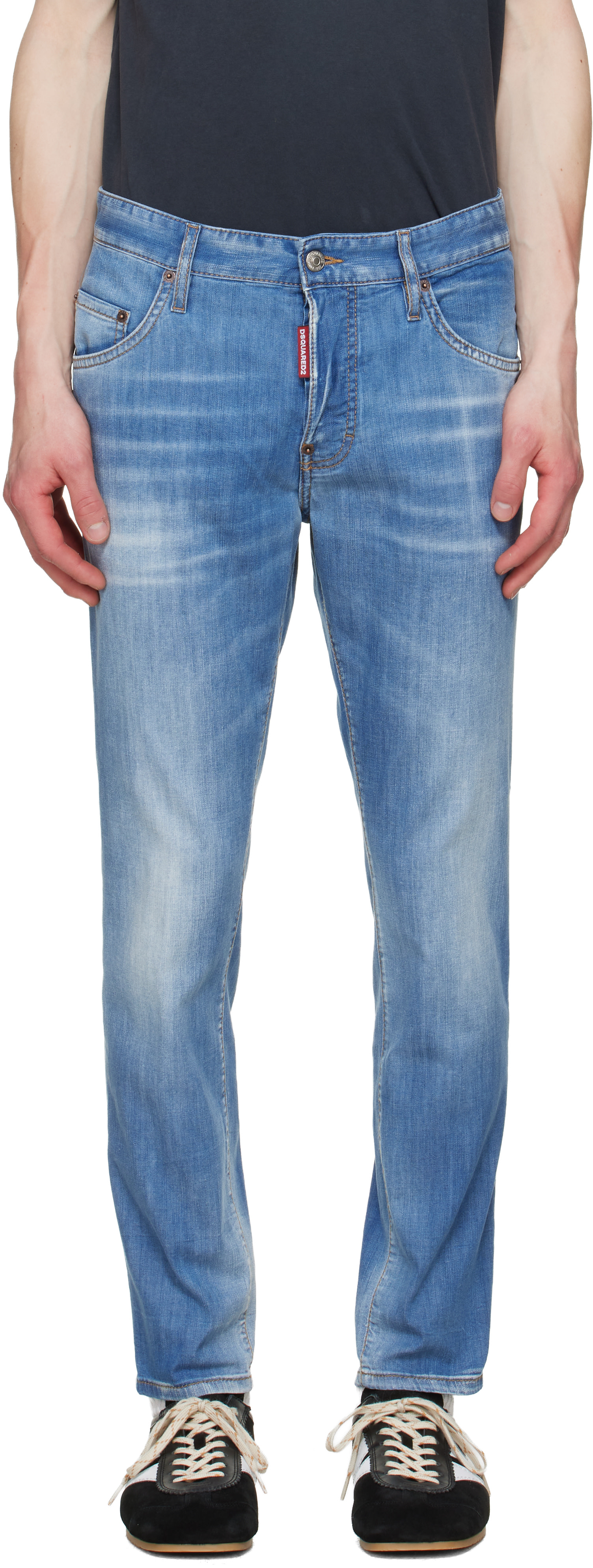 h*2様 正規品！DSQUARED2 Skater Jean 48 Dsquared2: Blue Light Wash Skater Jeans | SSENSE