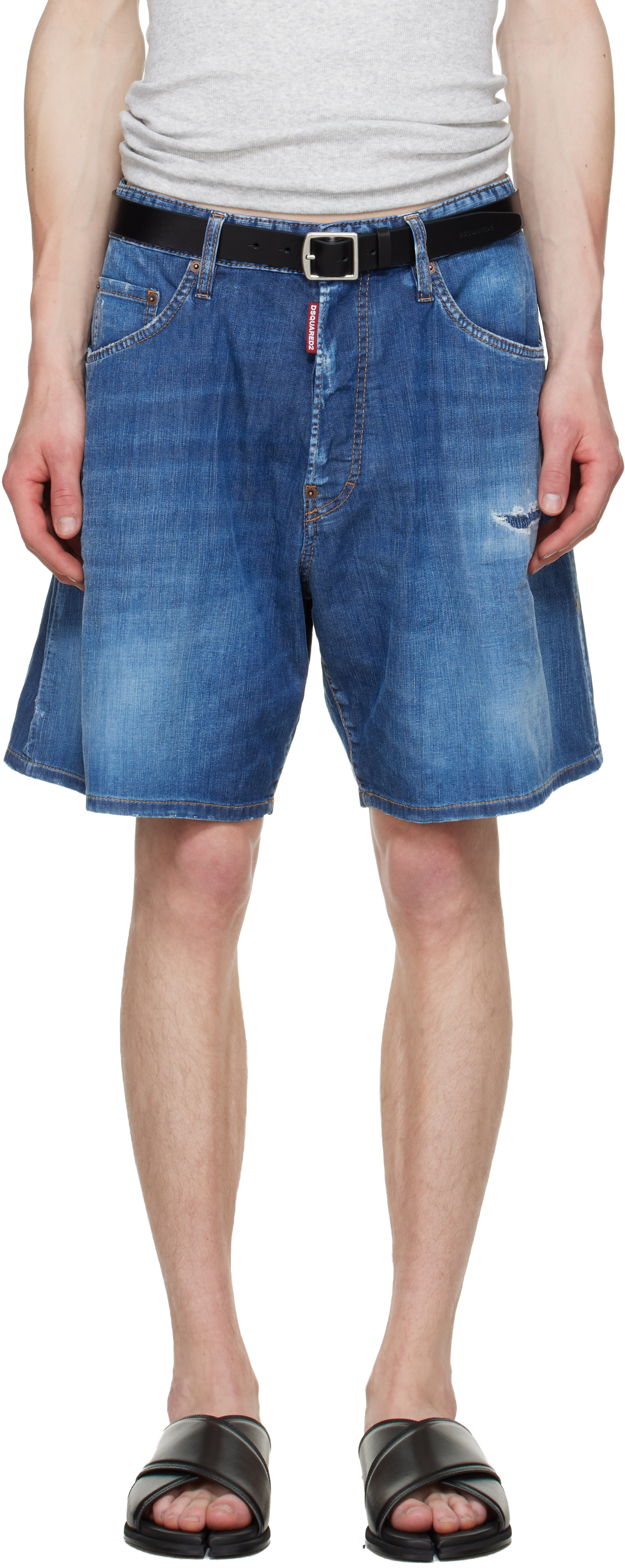 dsquared2 boxer short 2019SS 48 デニム　ジーンズ Dsquared2: Blue Medium Wash Denim Boxer Shorts | SSENSE