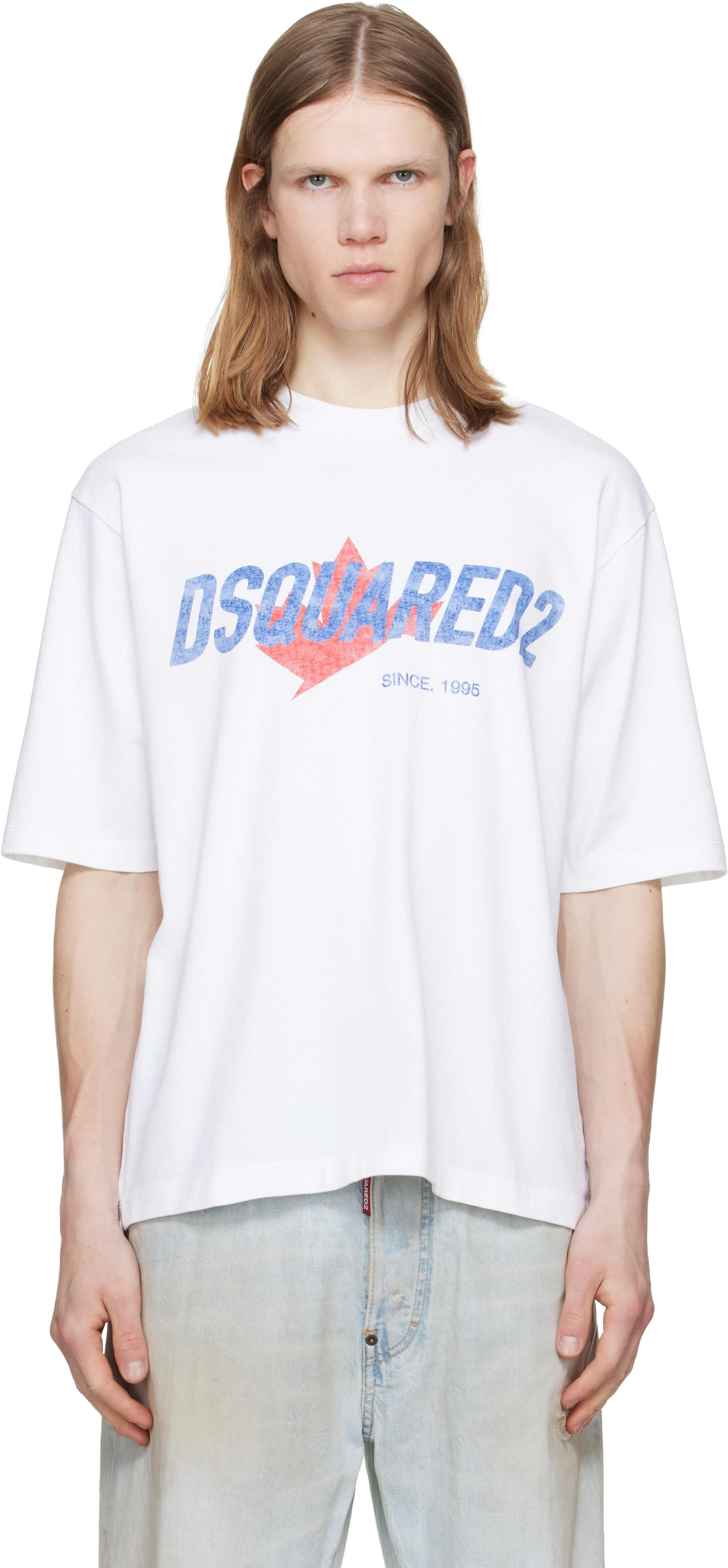 Dsquared2: White Rider Loose Fit T-shirt | SSENSE
