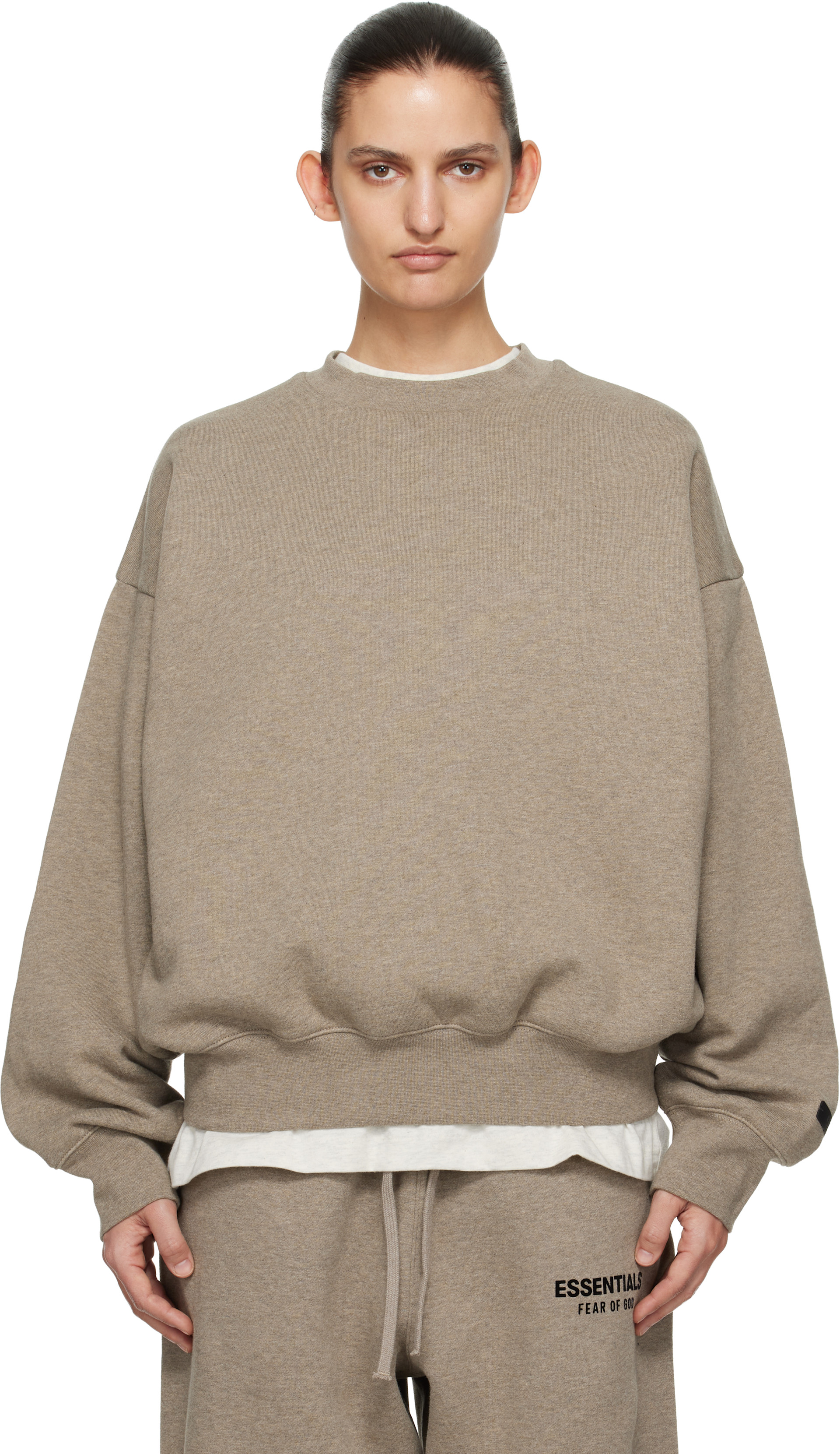 Fear of God ESSENTIALS: Beige Classic Crewneck Sweatshirt | SSENSE