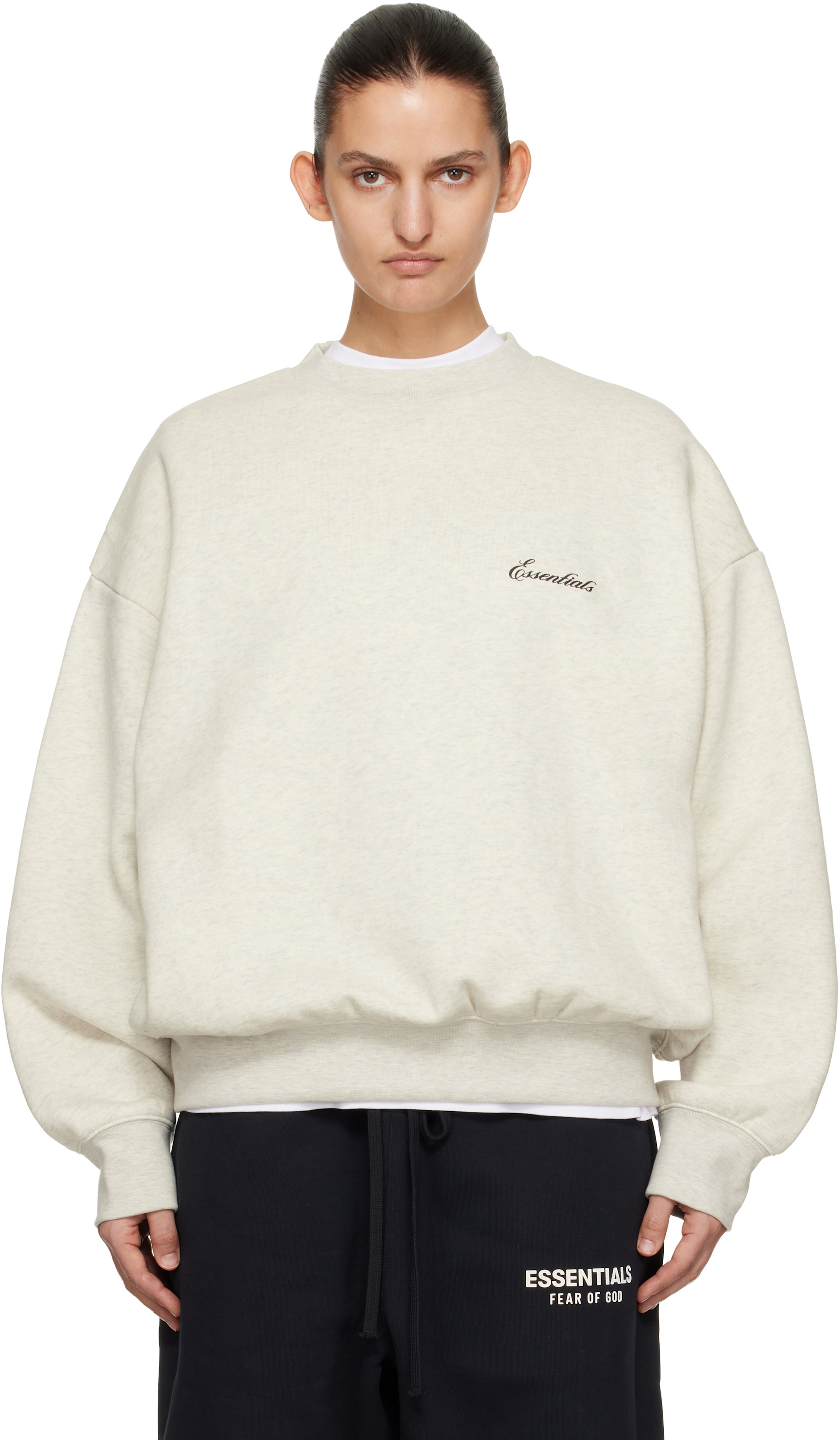スウェット essential fear of god  WHITE XL Fear of God ESSENTIALS: Off-White Classic Crewneck Sweatshirt | SSENSE