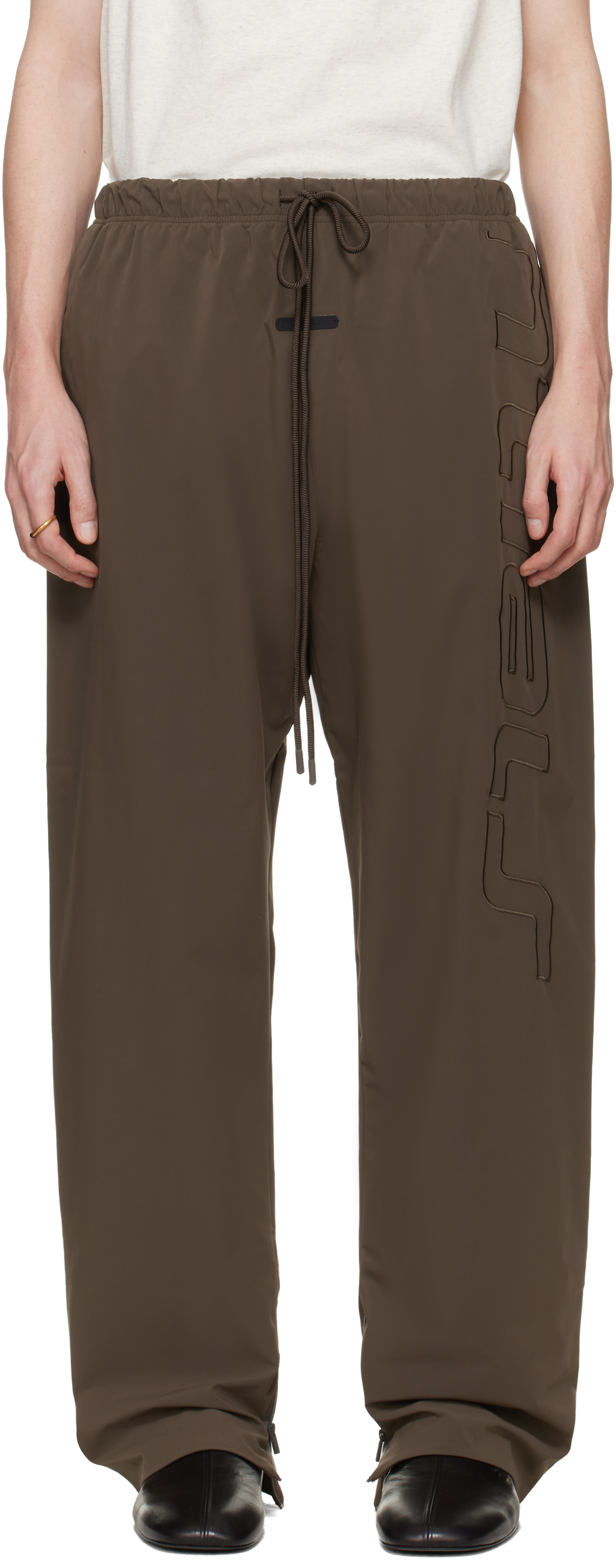 Fear of God ESSENTIALS: Brown Active Trace Track Pants | SSENSE