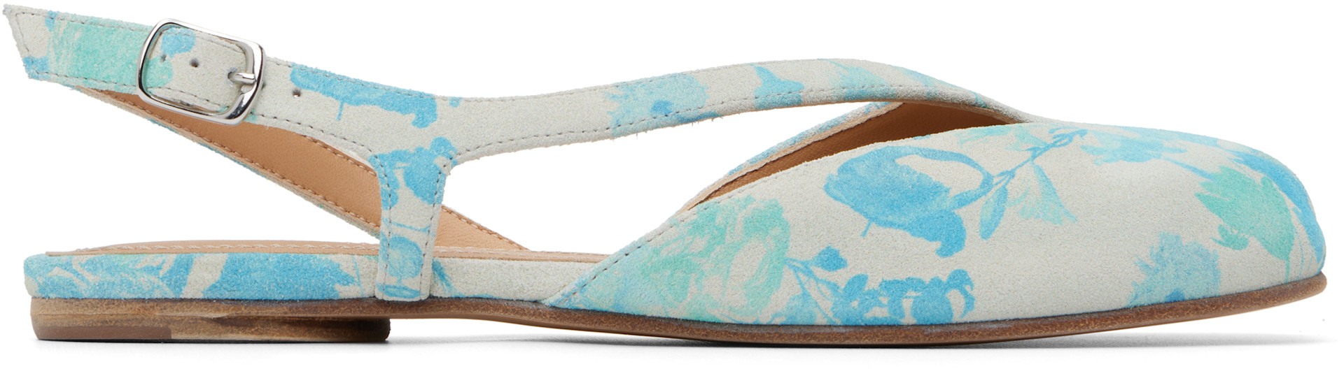 Maison Margiela: Blue & Gray Tabi Slingback Ballerina Flats | SSENSE