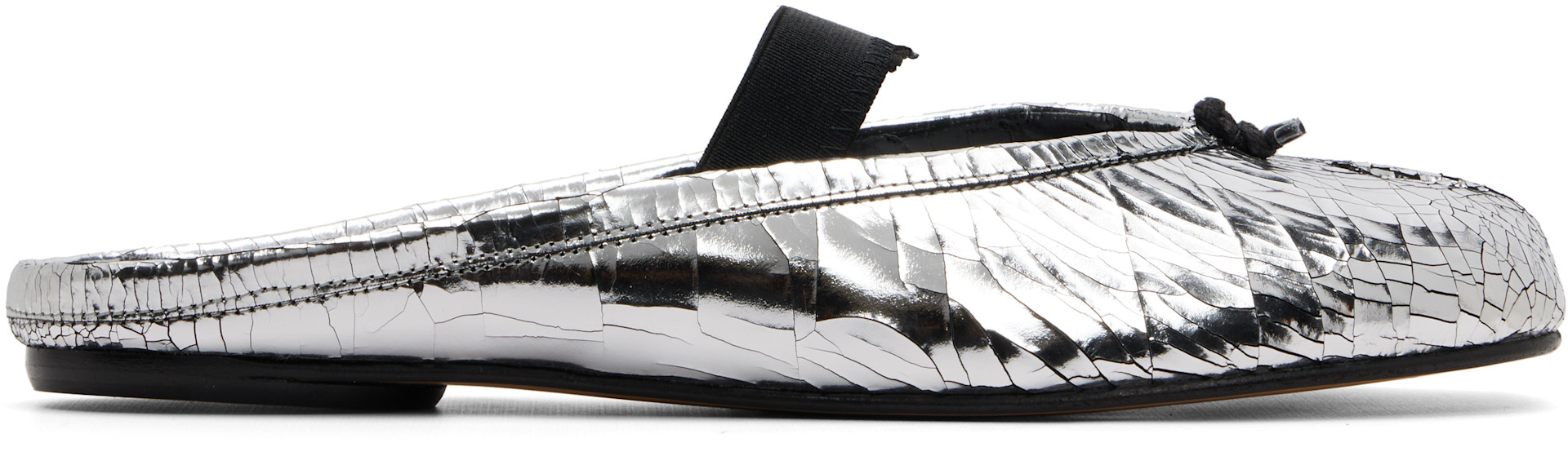 Maison Margiela: シルバー Tabi Elastic Band Mule スリッポン 足袋