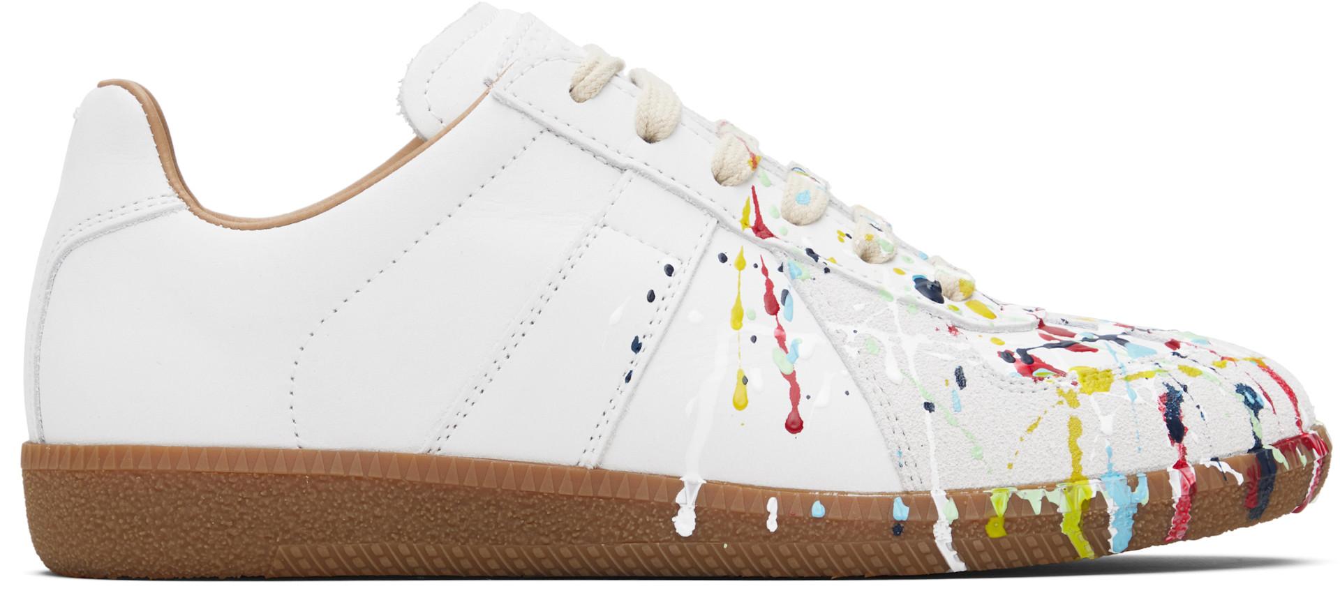 【良品】Maison Margiela Replica ホワイトペイント 36 Maison Margiela: ホワイト Paint Replica スニーカー | SSENSE 日本