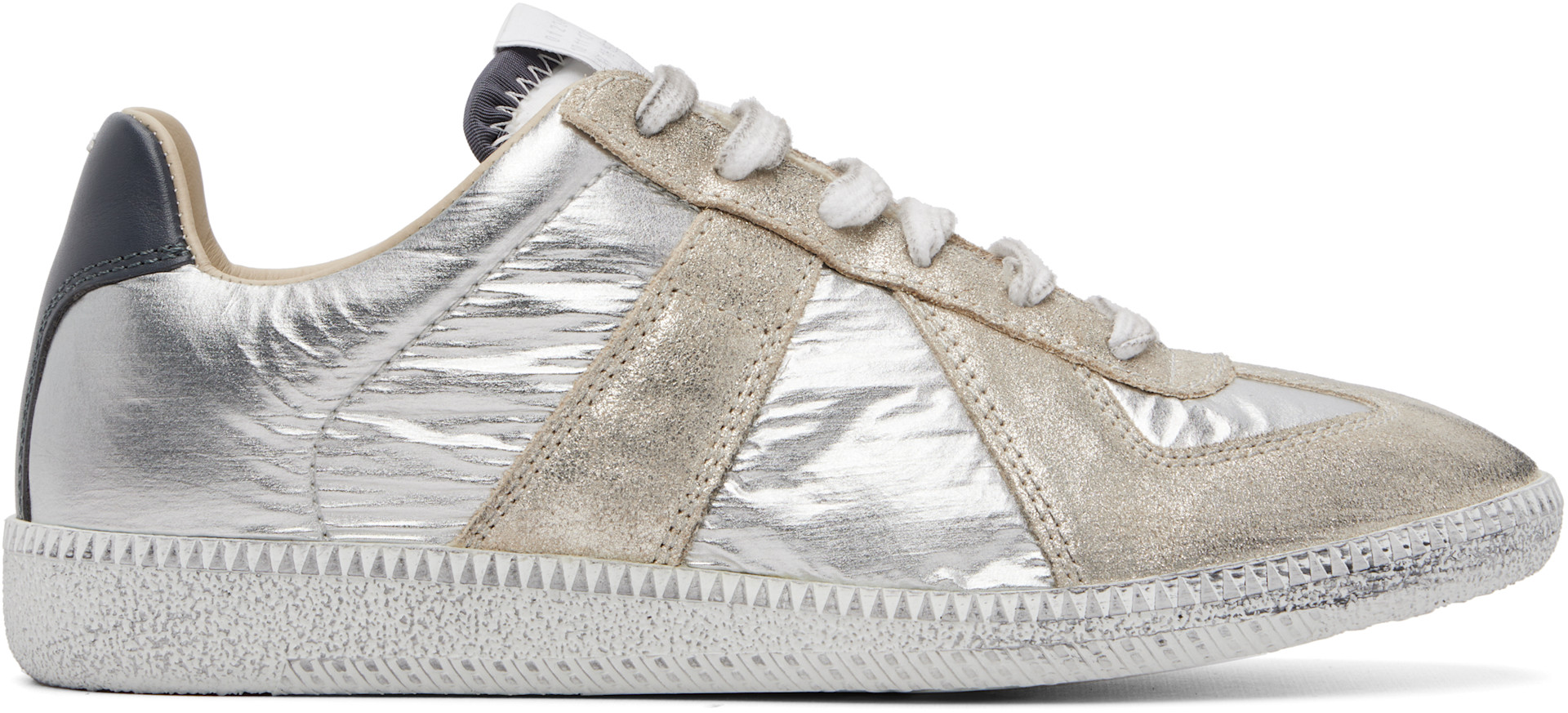 Maison Margiela: Silver Replica Iridescent Sneakers | SSENSE