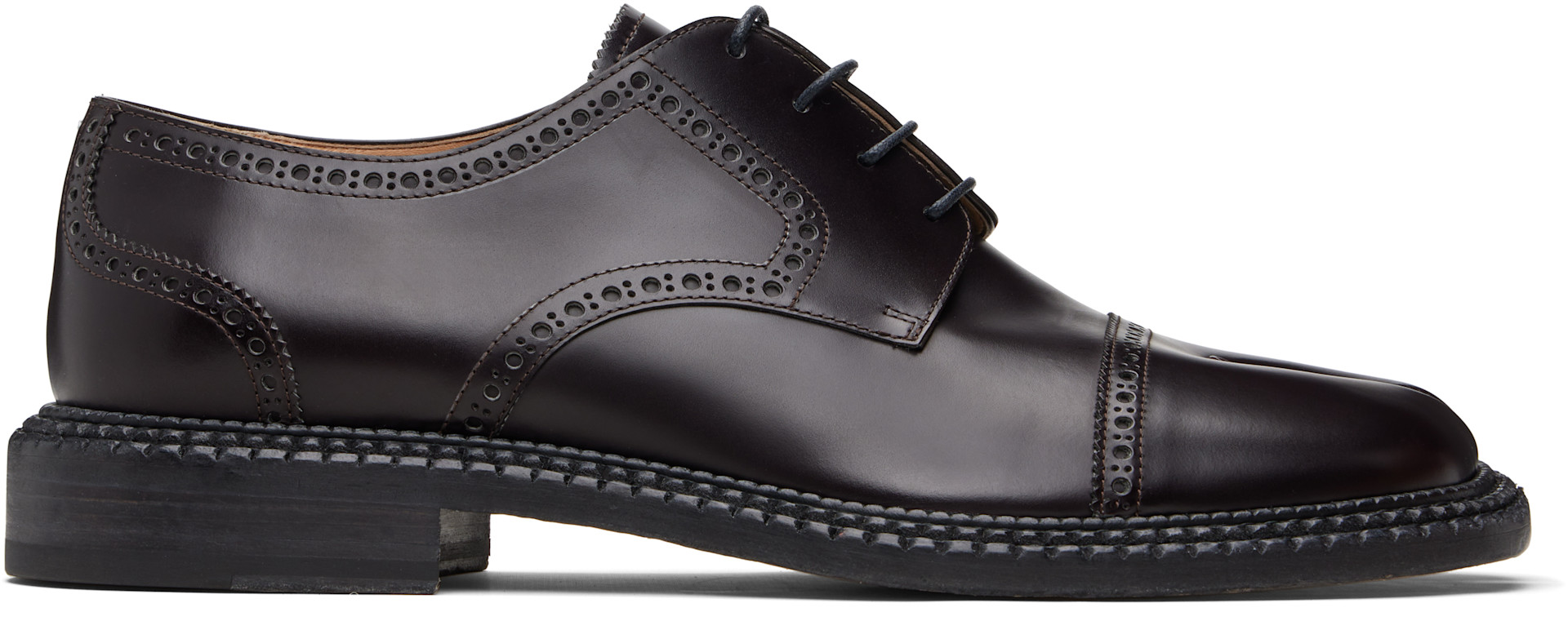 Maison Margiela: Brown Tabi City Lace-Up Derbys | SSENSE