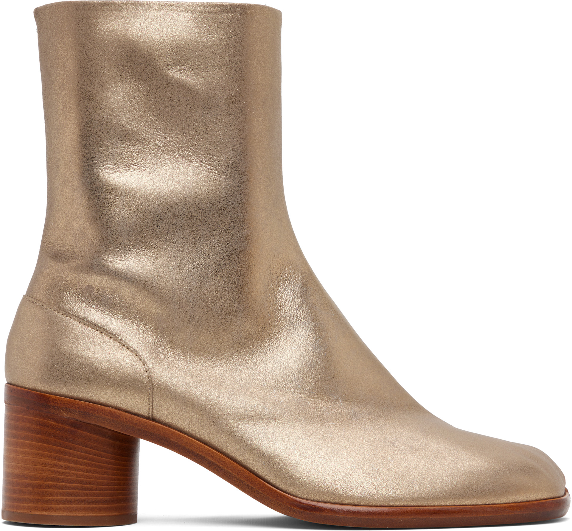 Maison Margiela: Gold Tabi Ankle Boots | SSENSE