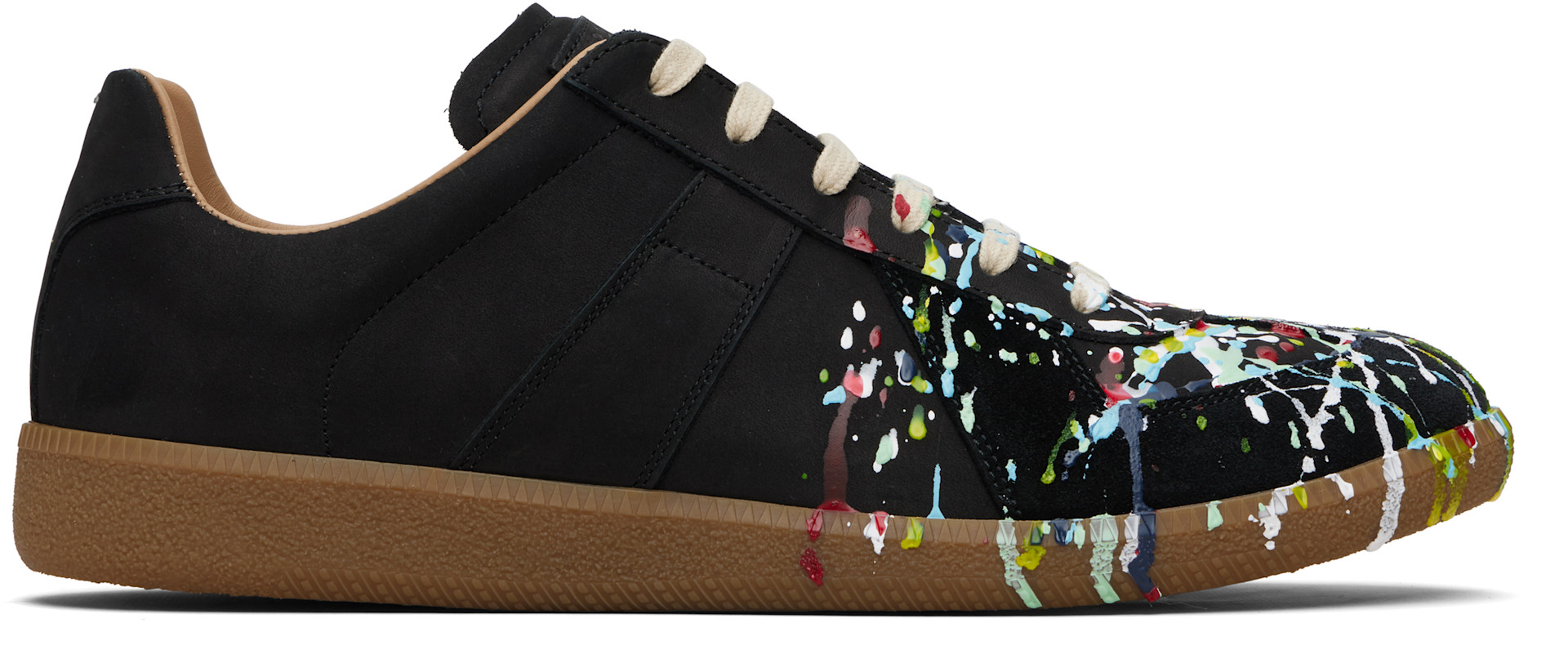 Maison Margiela: Black Paint Replica Sneakers | SSENSE