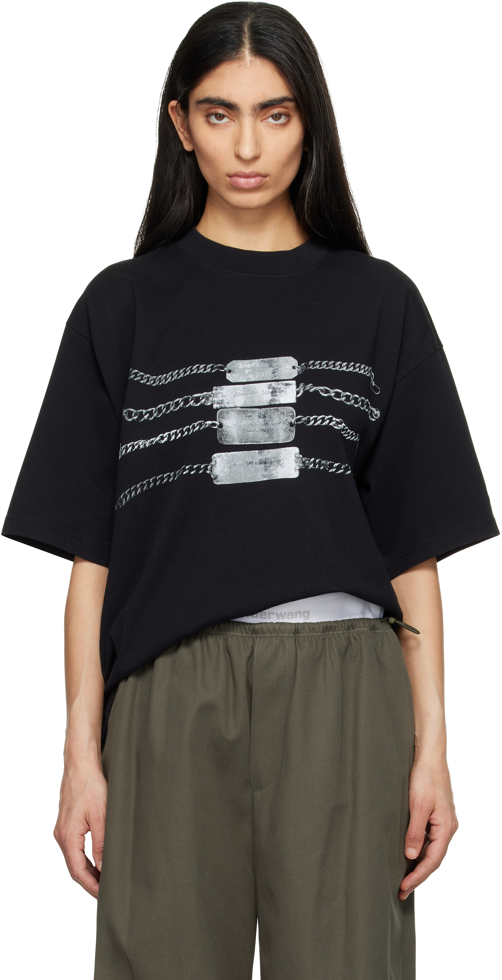 Alexander Wang: Black Oversized Graphic T-shirt | SSENSE