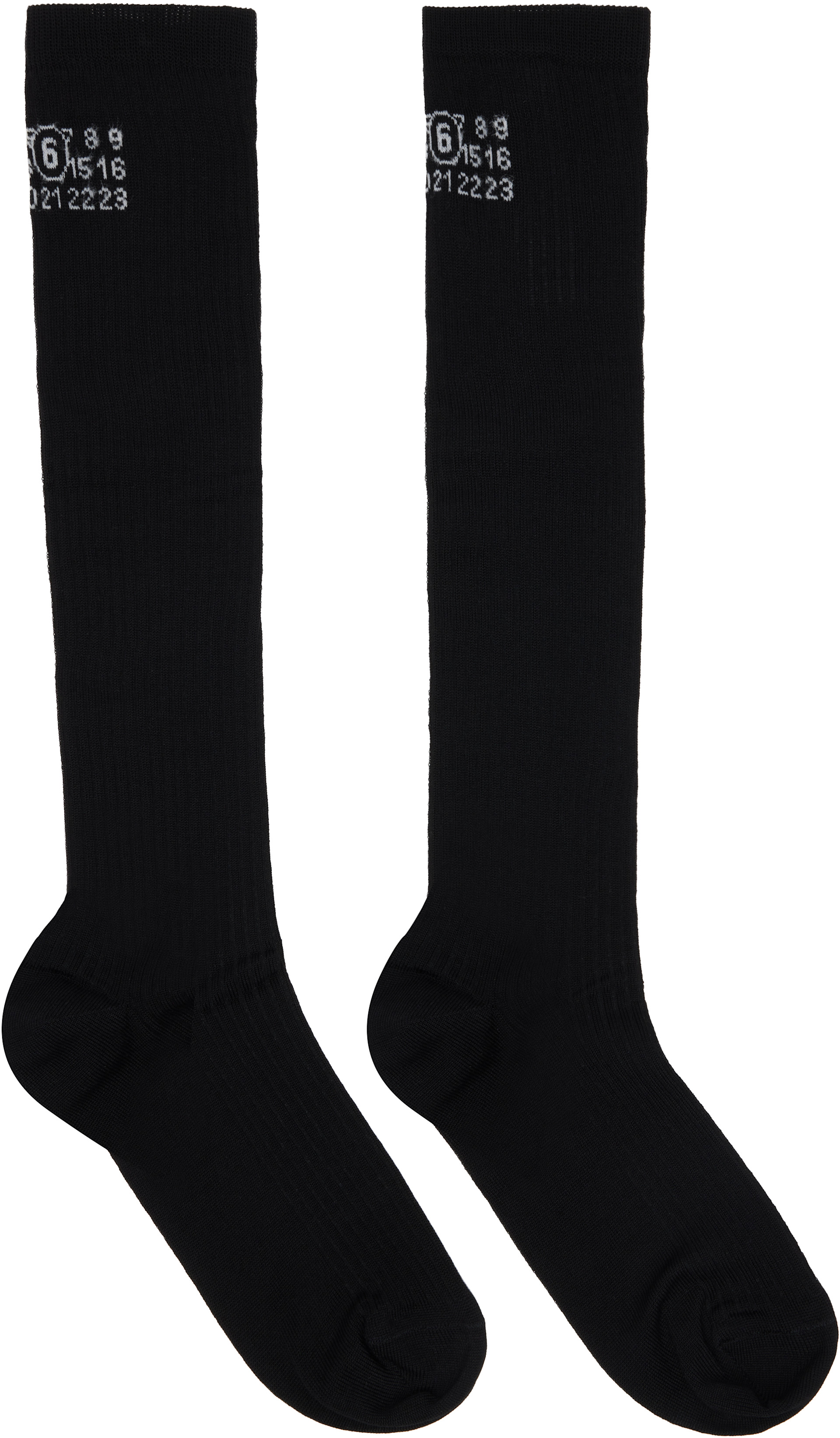 MM6 Maison Margiela ✳︎ ニーハイソックス MM6 Maison Margiela: Black Knee-High Socks | SSENSE