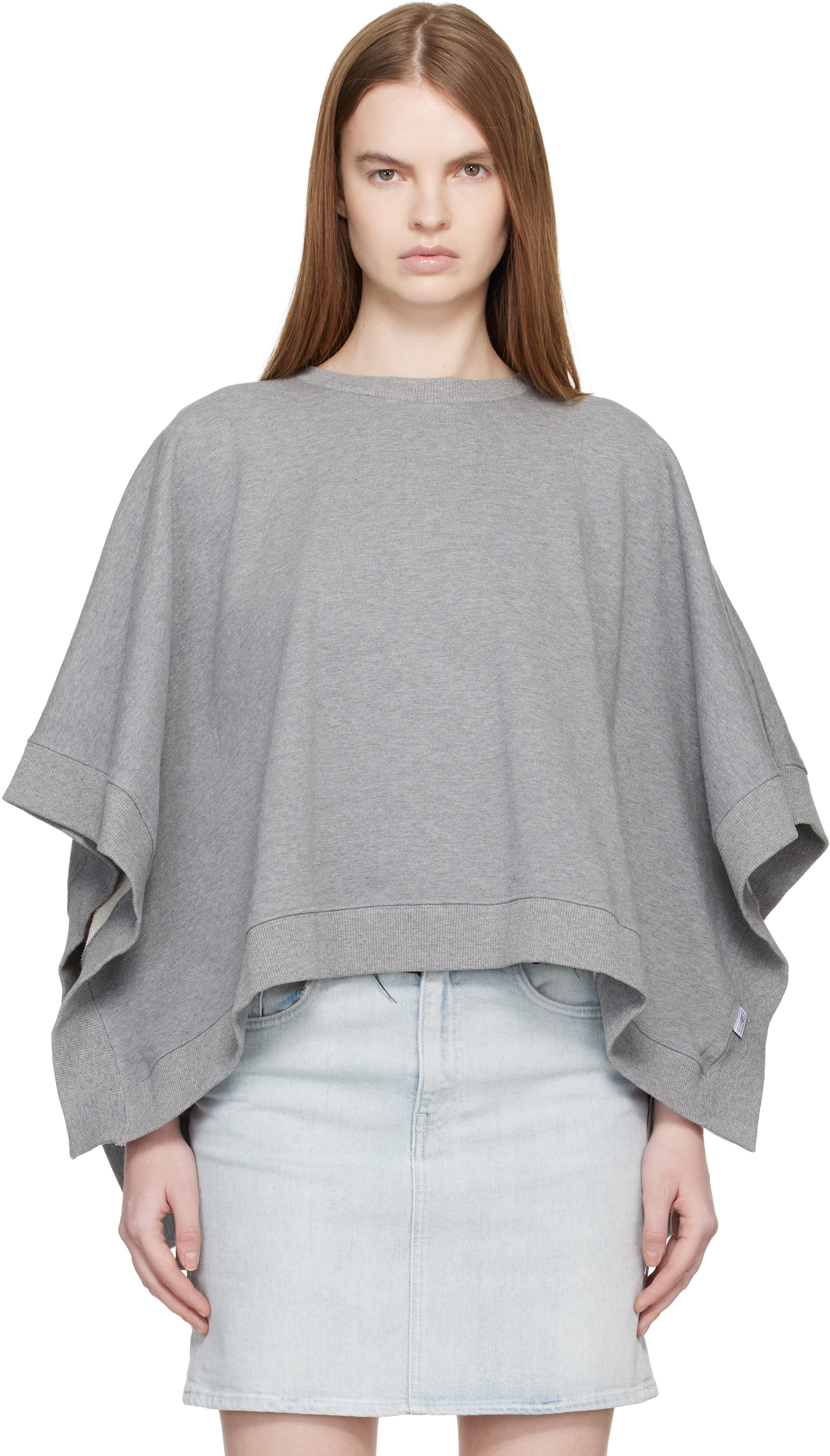 MM6 Maison Margiela: Gray Unbrushed Cotton Sweatshirt | SSENSE