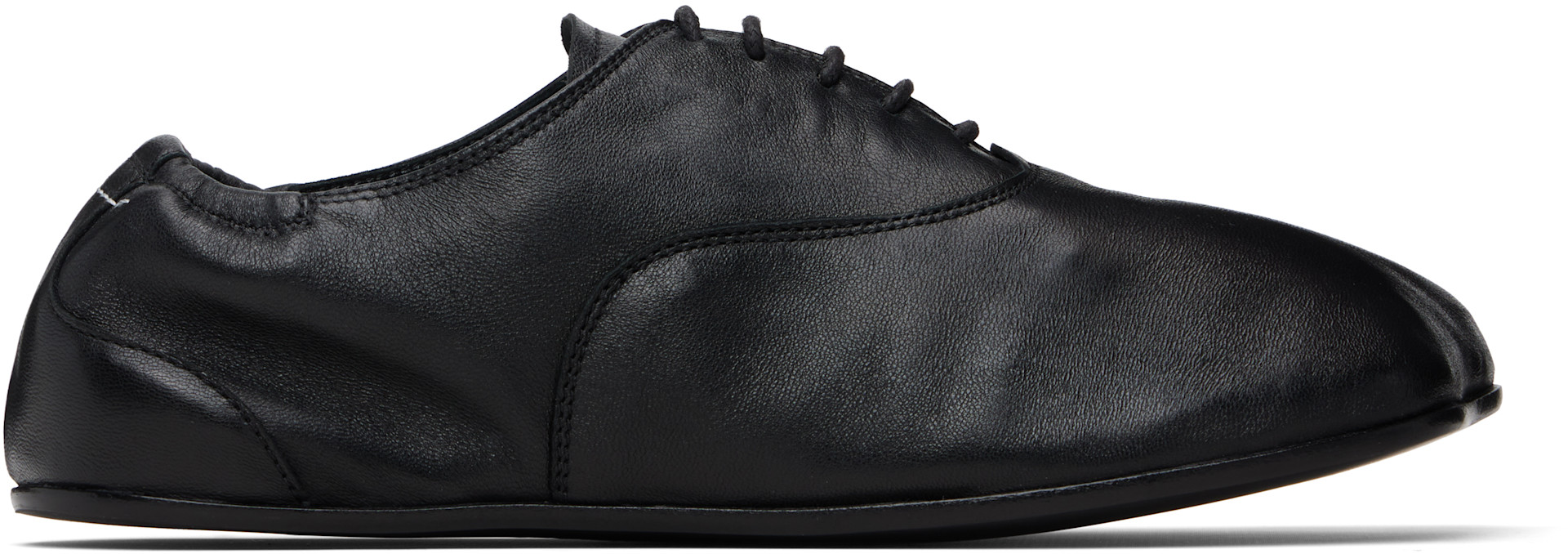 MM6 Maison Margiela: Black Leather Oxfords | SSENSE