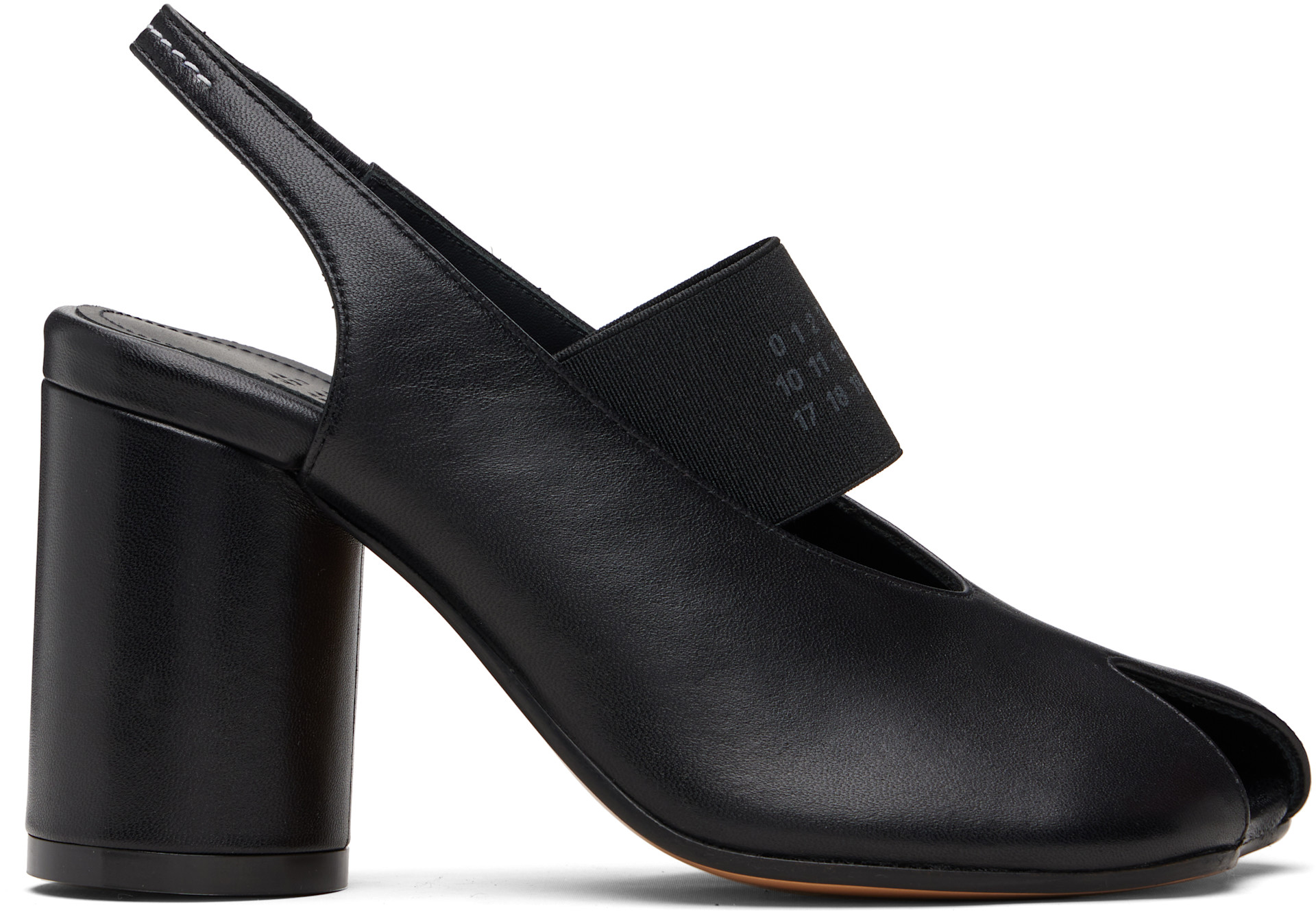 MM6 Maison Margiela: Black Anatomic Numeric Slingback Heels | SSENSE