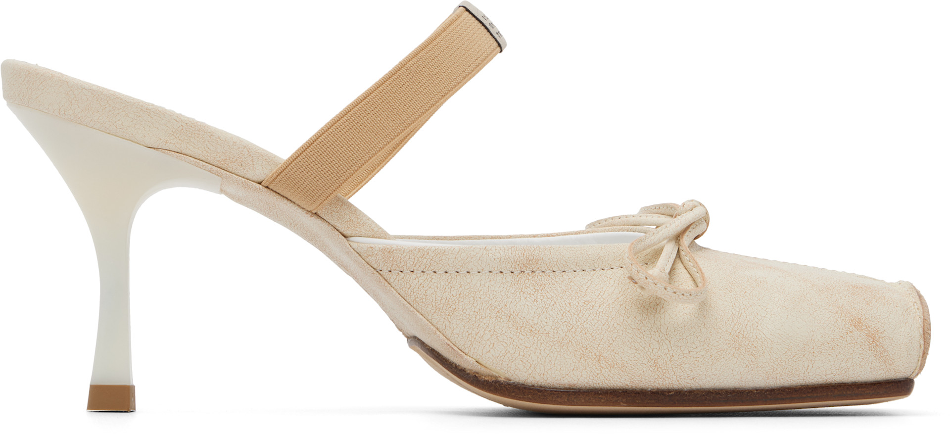 MM6 Maison Margiela: Off-White Slipper Heels | SSENSE