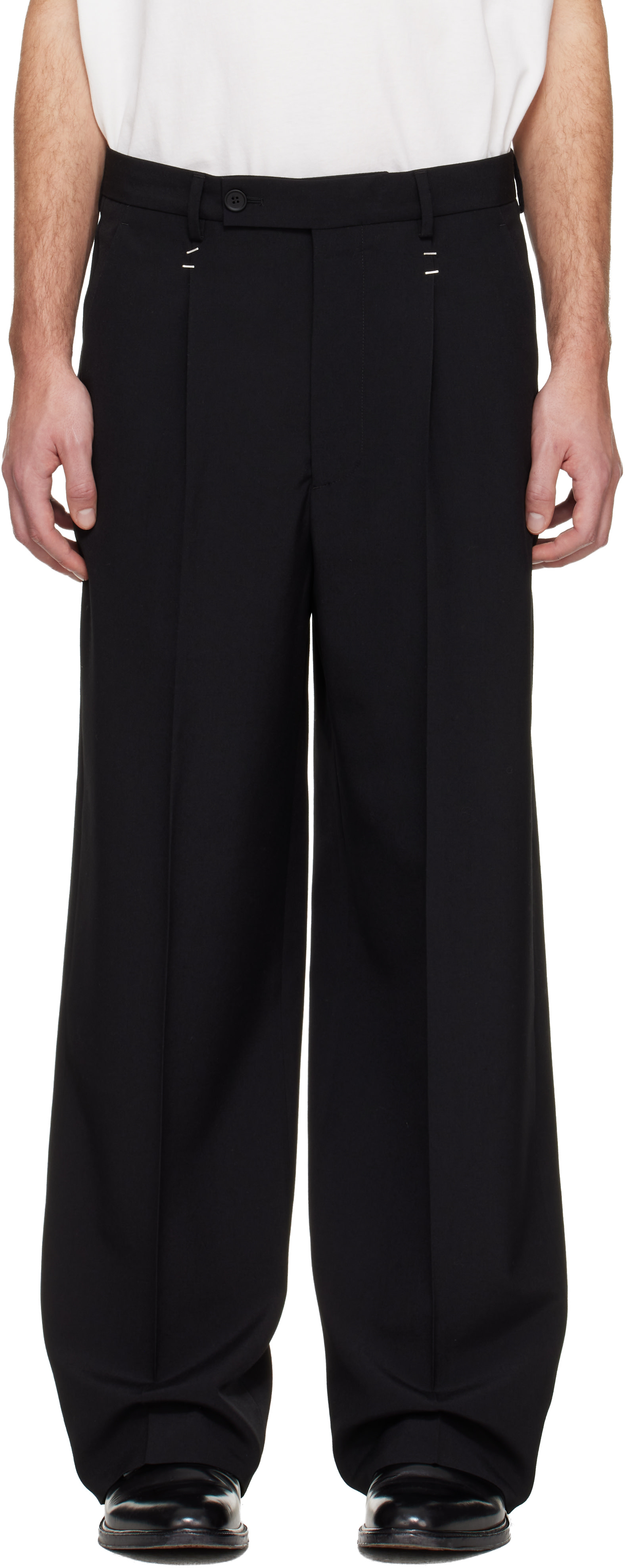 MM6 Maison Margiela: Black Stapled Trousers | SSENSE