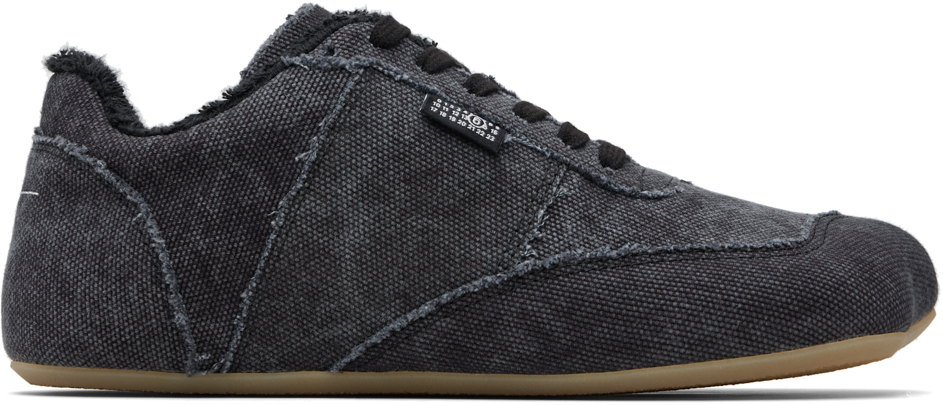 MM6 スニーカー　ブラック MM6 Maison Margiela: ブラック Anatomic キャンバス スニーカー