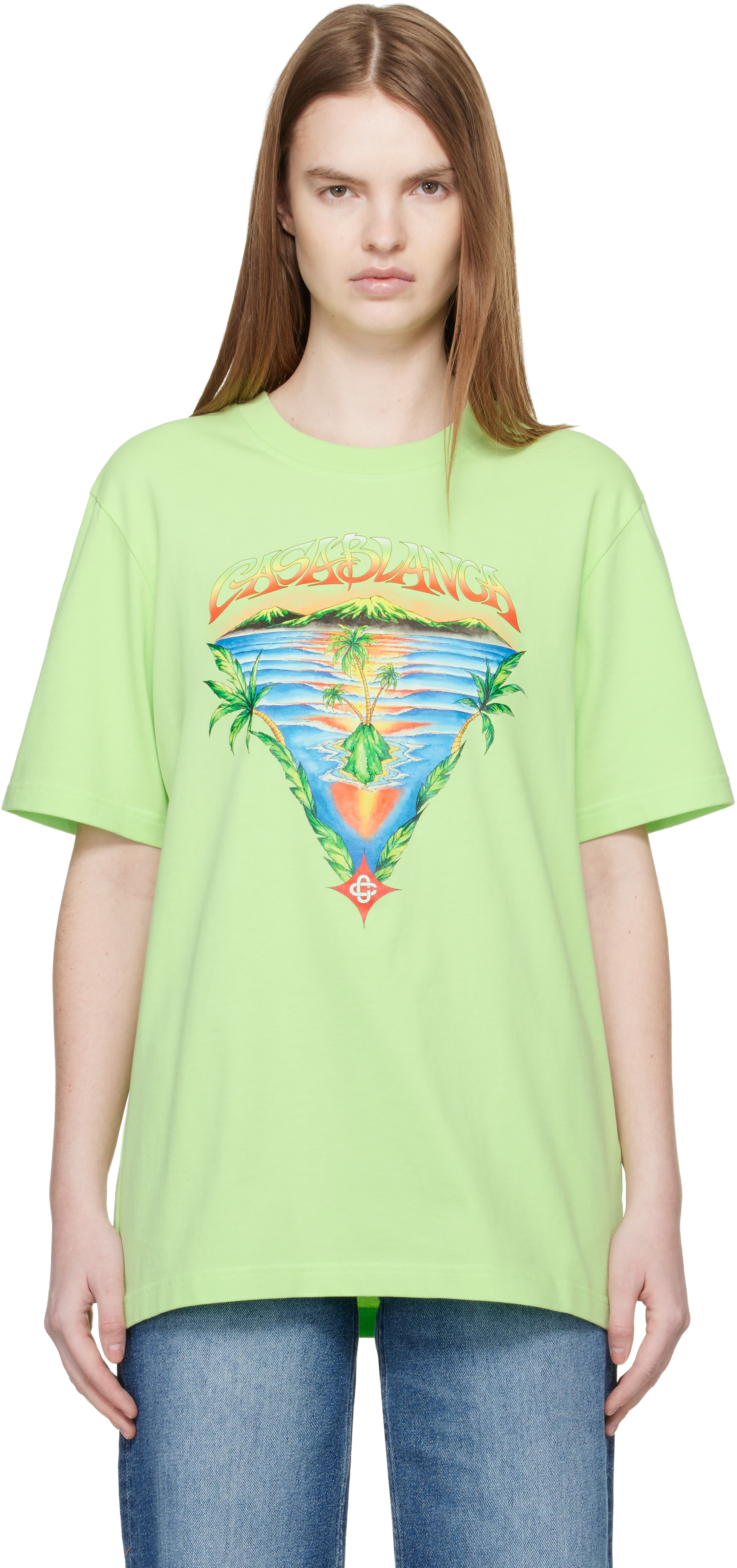 Casablanca: Green Innocence Triangle Short Sleeve T‑shirt | SSENSE