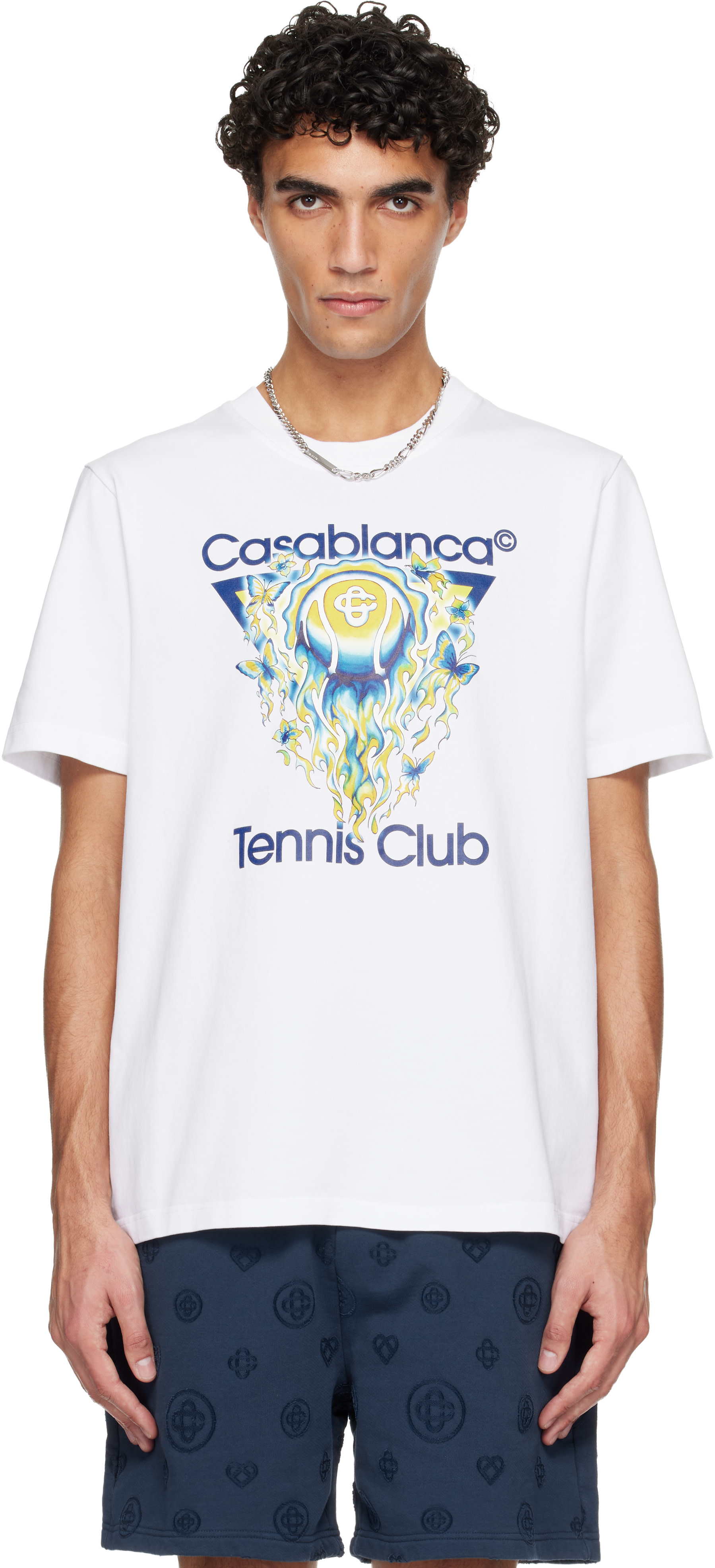 Casablanca: White Tennis Club Icon Short Sleeve T‑shirt | SSENSE