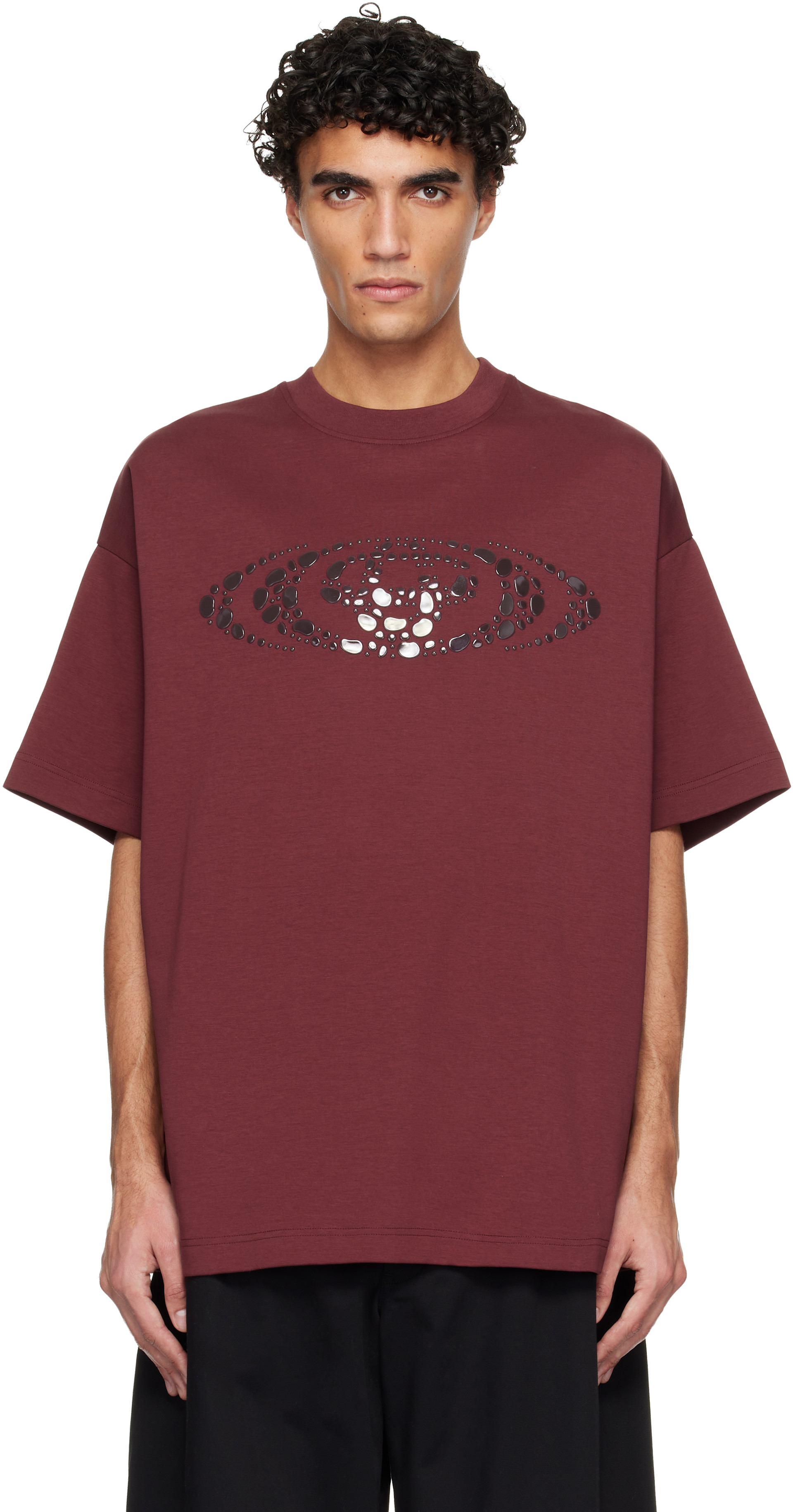 Casablanca: Red Pebble Logo Oversized T-shirt | SSENSE Denmark